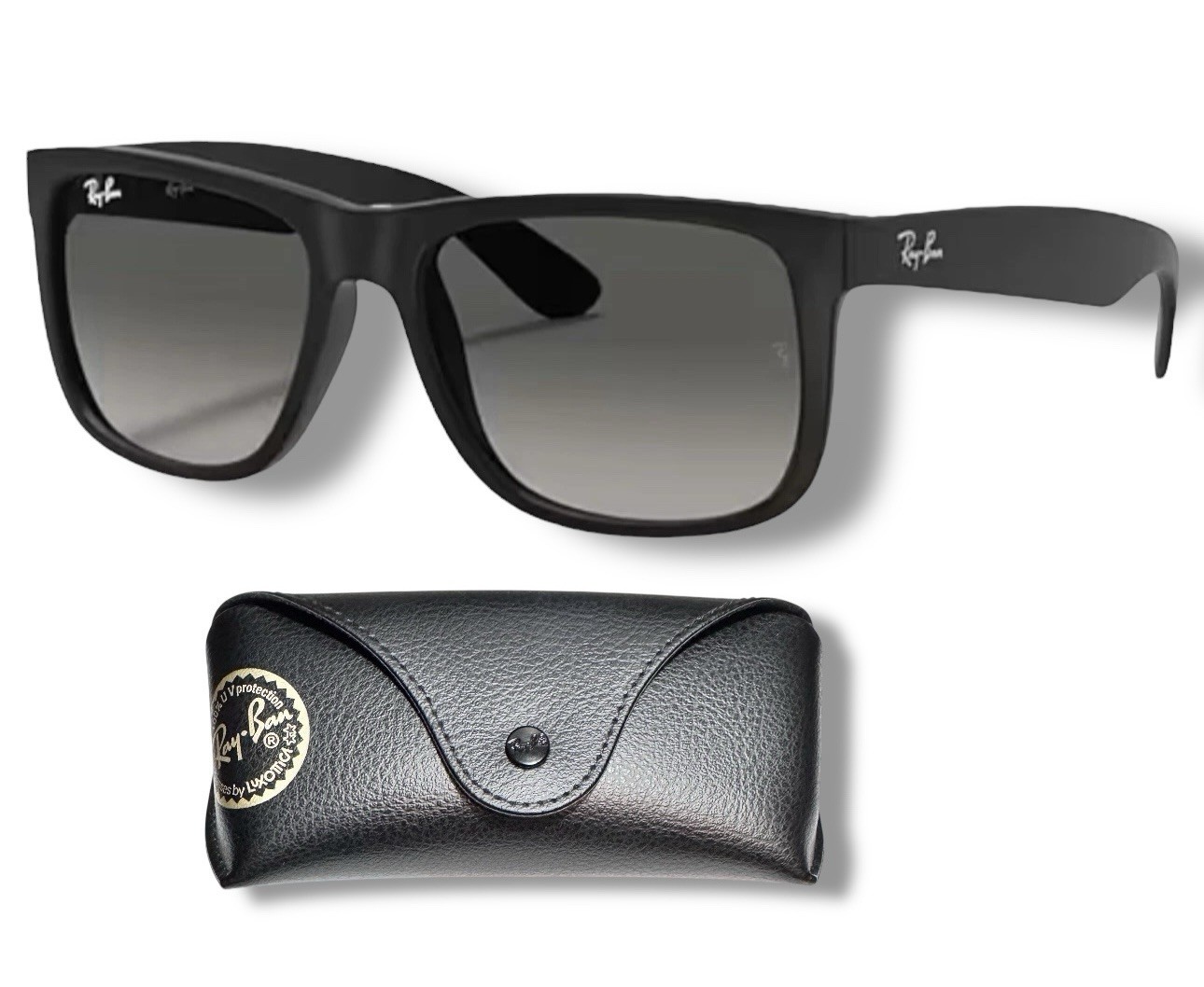 Ray Ban RB4165 601/8G Justin Sunglasses Black Matte Dark Gray Gradient 54mm