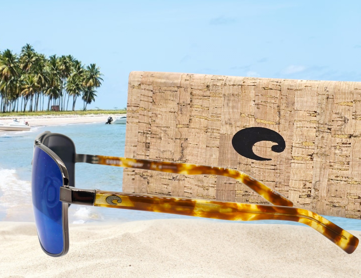 COSTA DEL MAR gunmetal/blue mirror FLAGLER polarized 580P sunglasses NEW IN BOX!