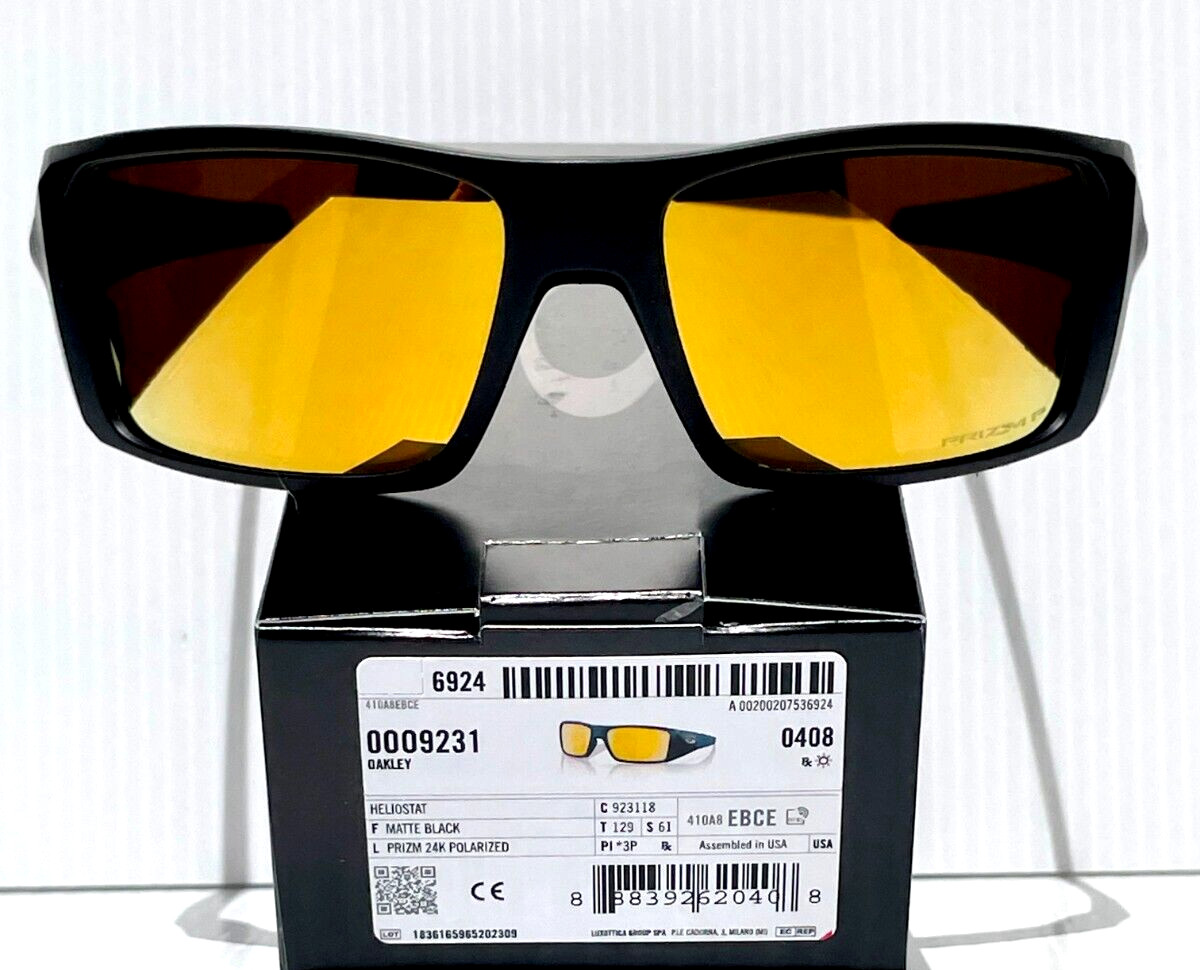 NEW Oakley HELIOSTAT Matte Black PRIZM POLARIZED 24k Gold Lens Sunglass 9231-18
