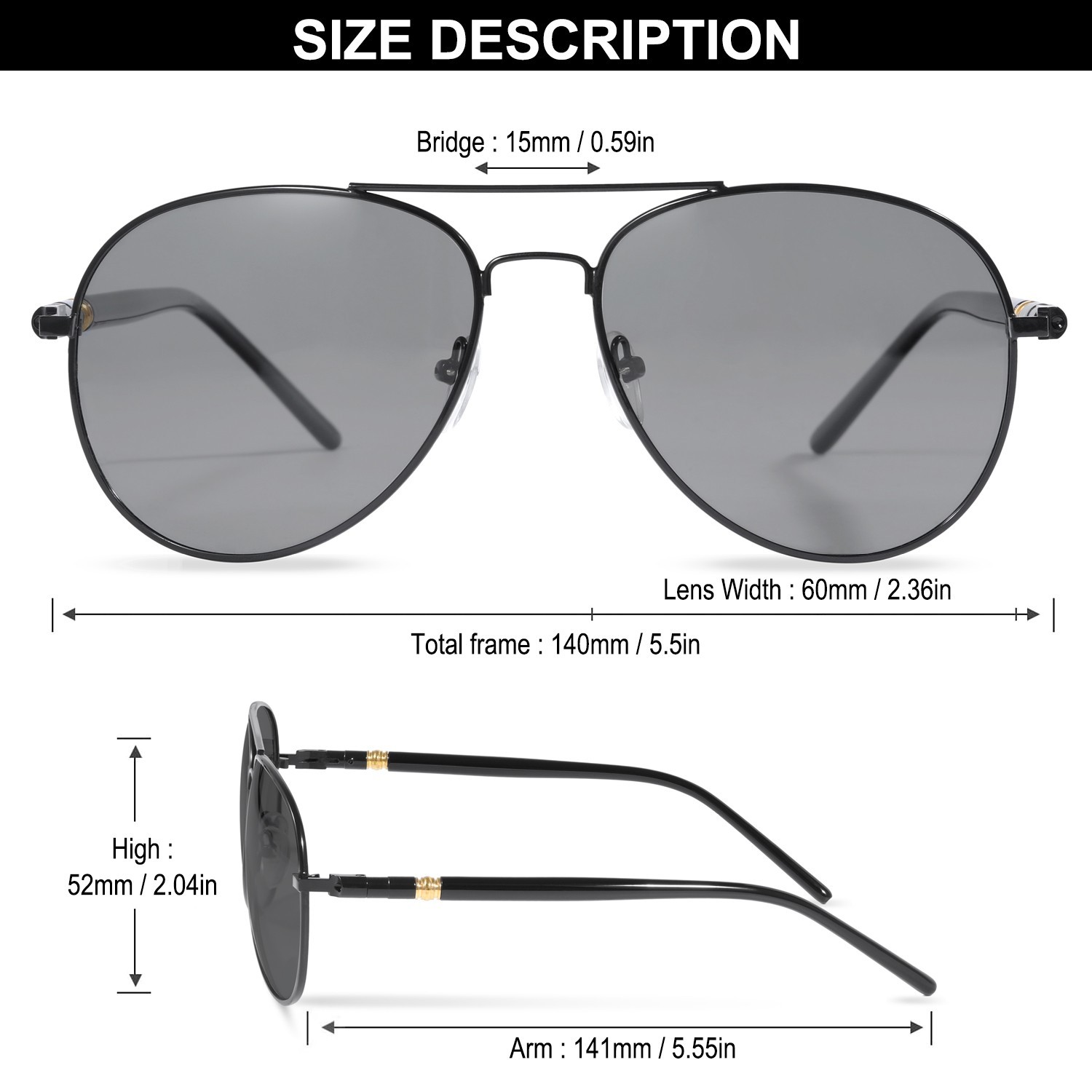 2 Pack Men’s Polarized Aviator Sunglasses Pilot Shades Military Style 100% UV