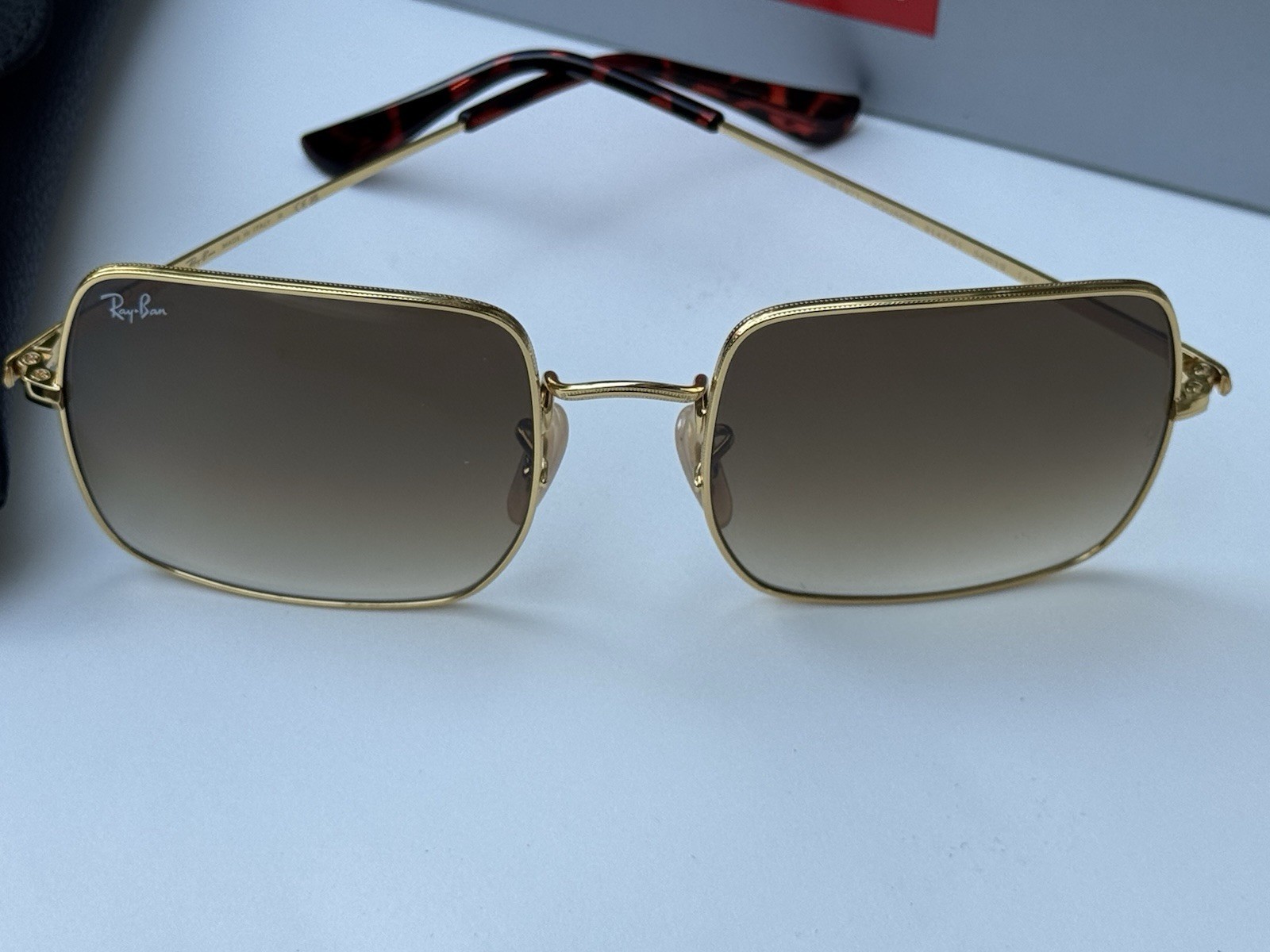 NEW Ray-Ban RB1971 9147/51 SQUARE CLASSIC Polished Gold Grad Brown Sunglasses 54
