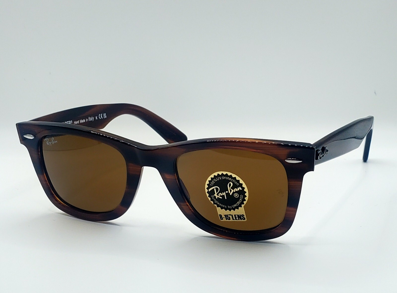 RayBan Wayfarer RB2140 954 Stripped Havana Frame B-15 Brown Lens 50MM