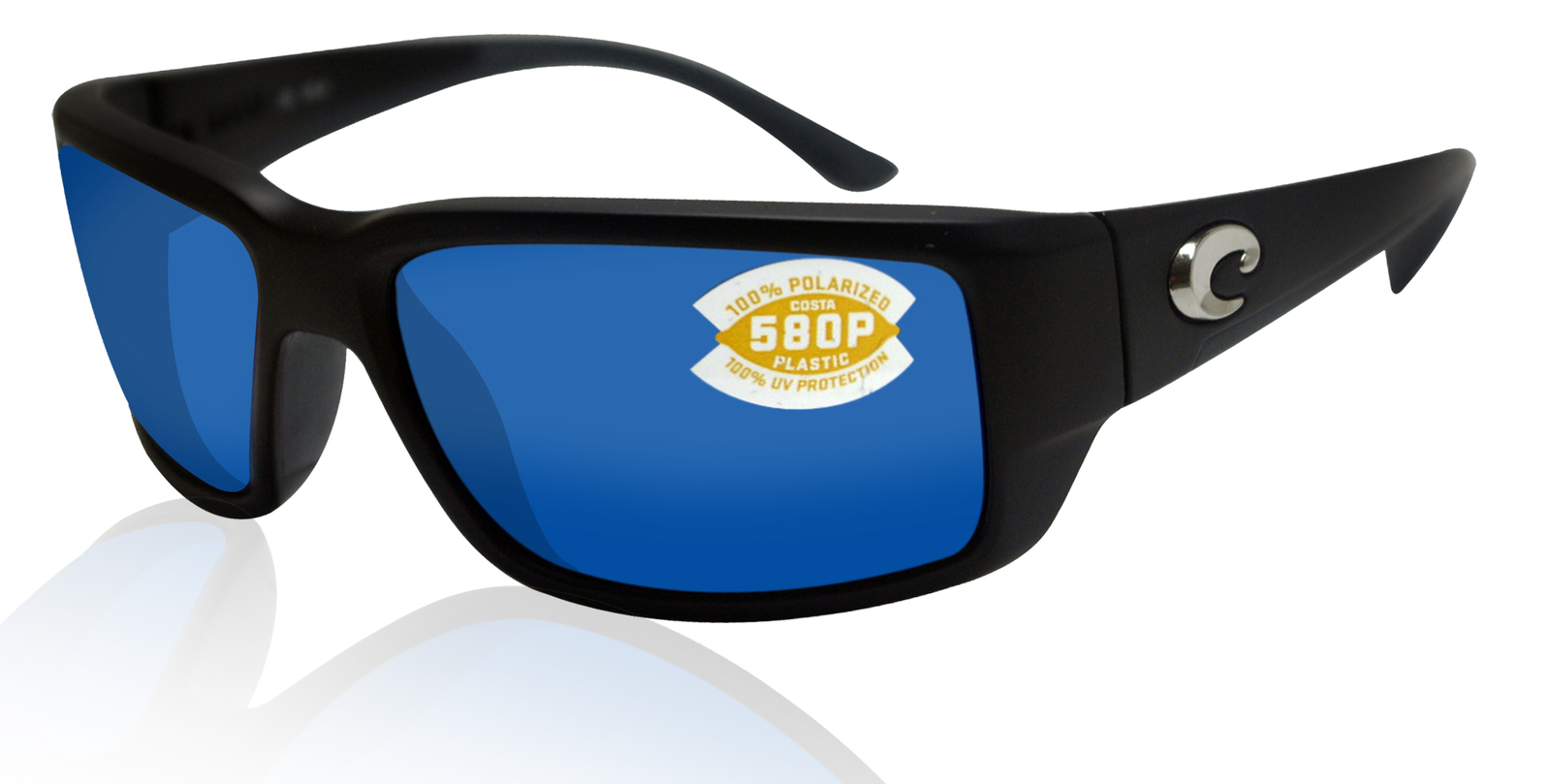 Costa Del Mar fantail matte black frame blue mirror polarized plastic lens