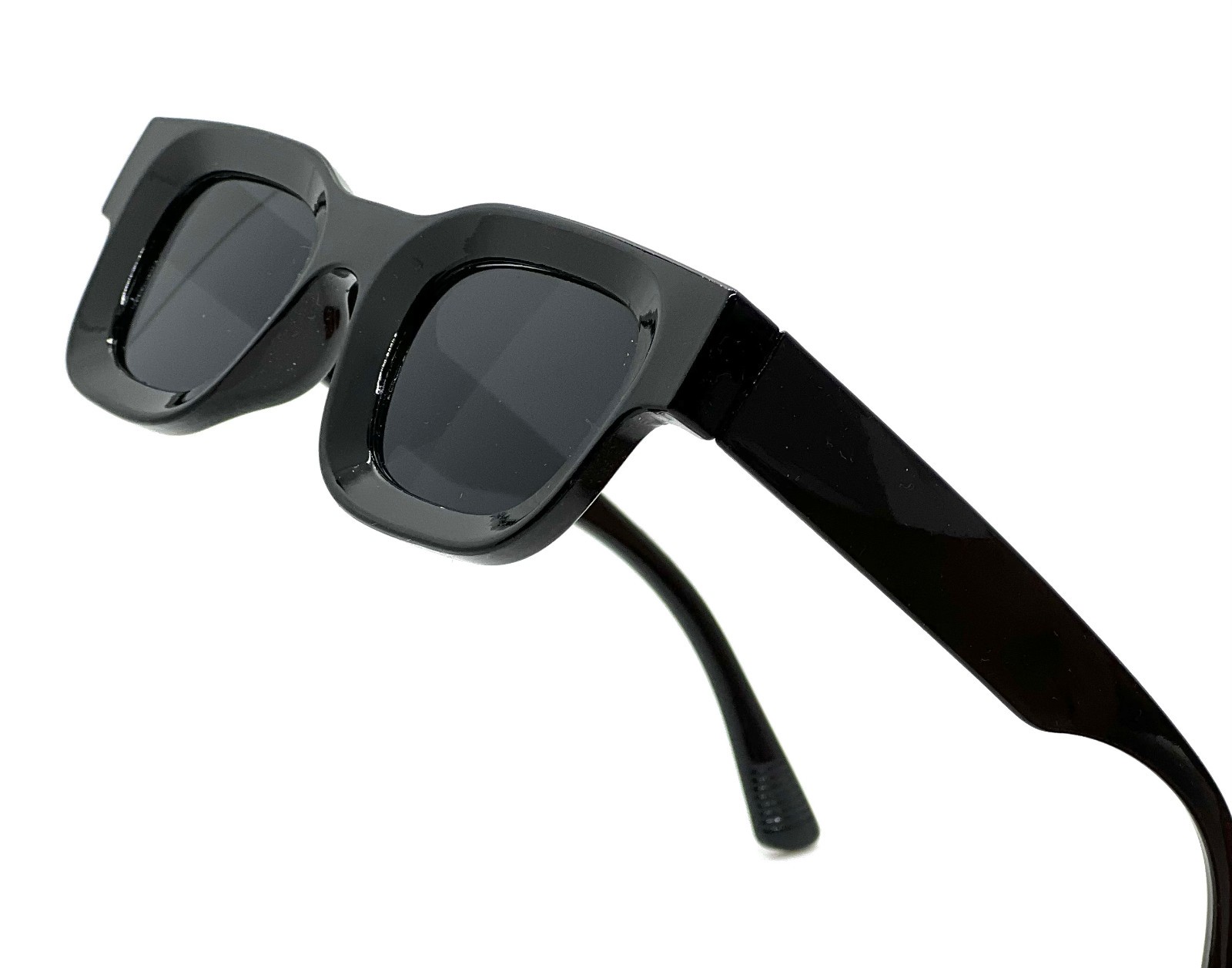 Men’s Sunglasses Square UV 400 Protection Black Frame Blue Lens Rapper Luxury