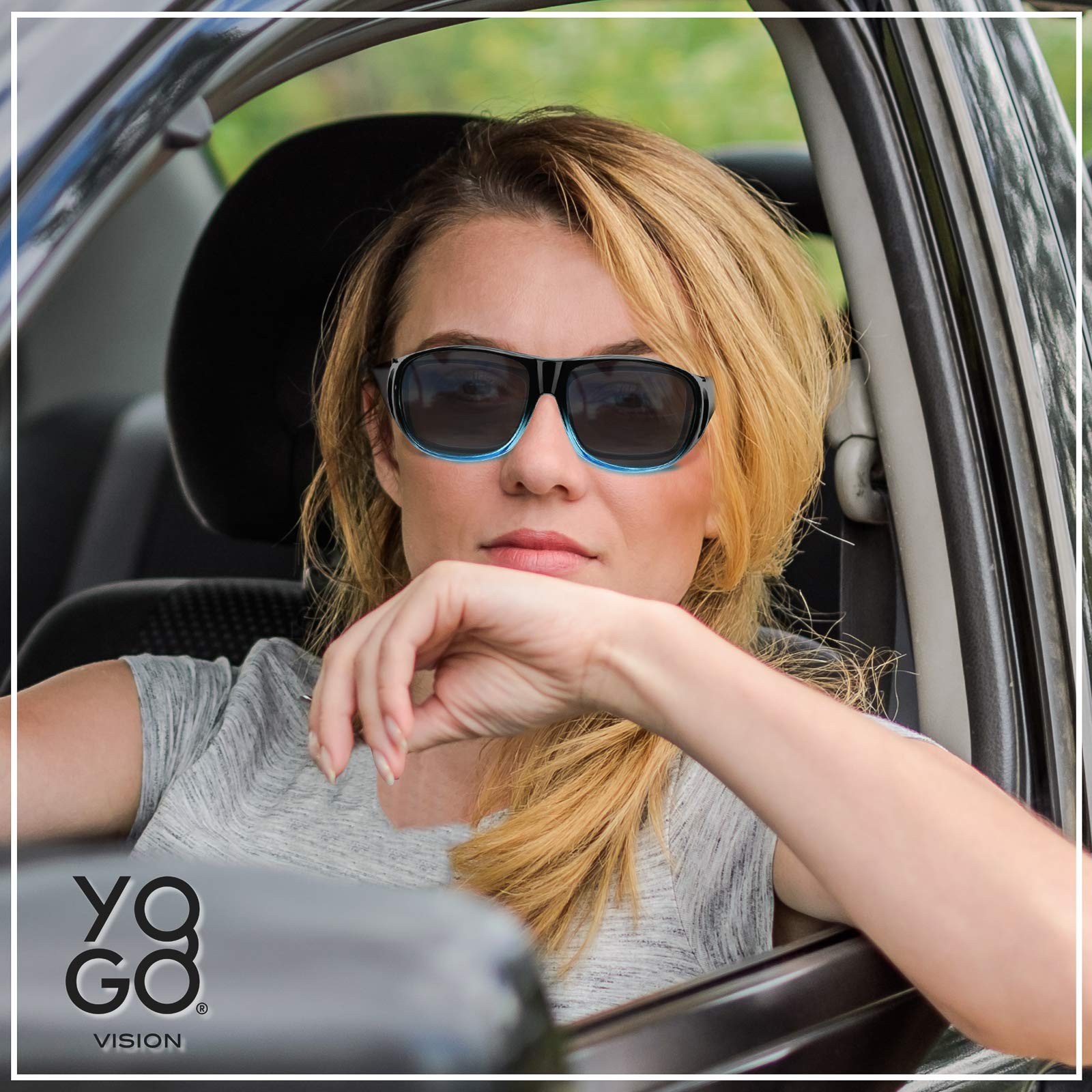 Yogo Vision Fit Over Wrap Sunglasses Polarized Lens Wear Over Eyeglasses 100% UV