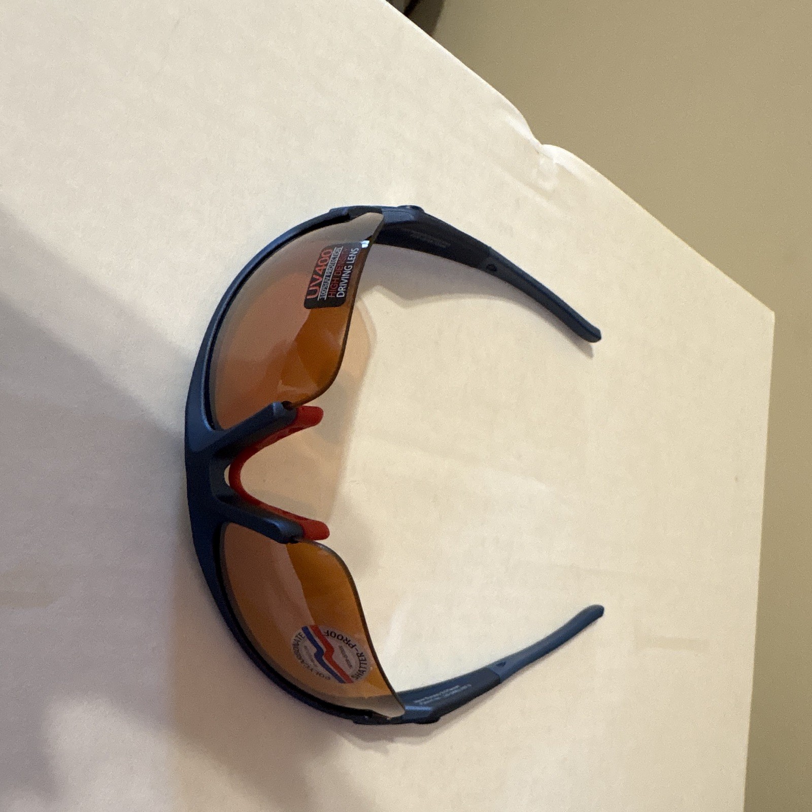 MLB Chicago Cubs Wraparound Sunglasses Blue Frame Orange Tinted Lenses Case