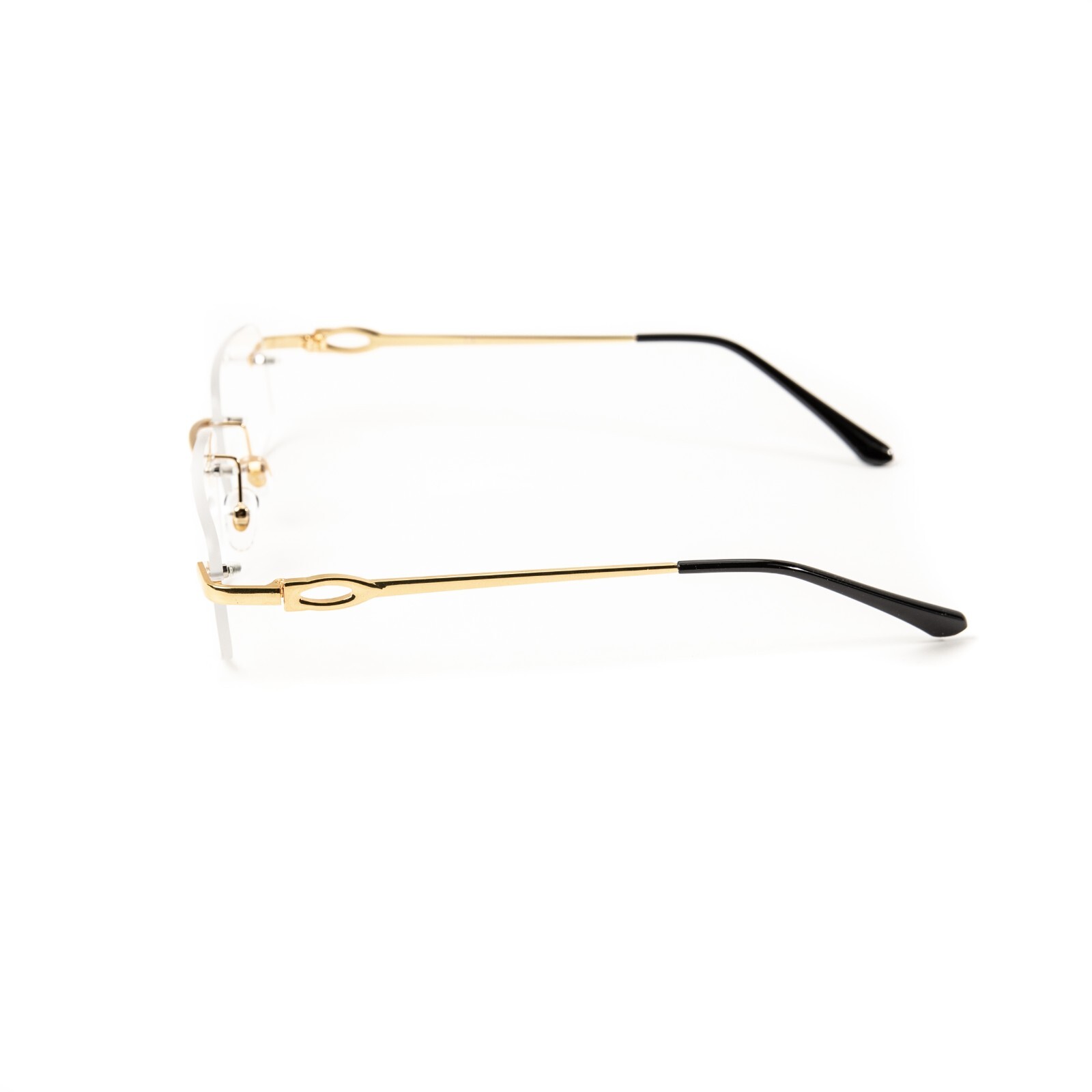 Designer Rimless Narrow Clear Lens​ Gold Wire Frame Metal Rectangular Glasses