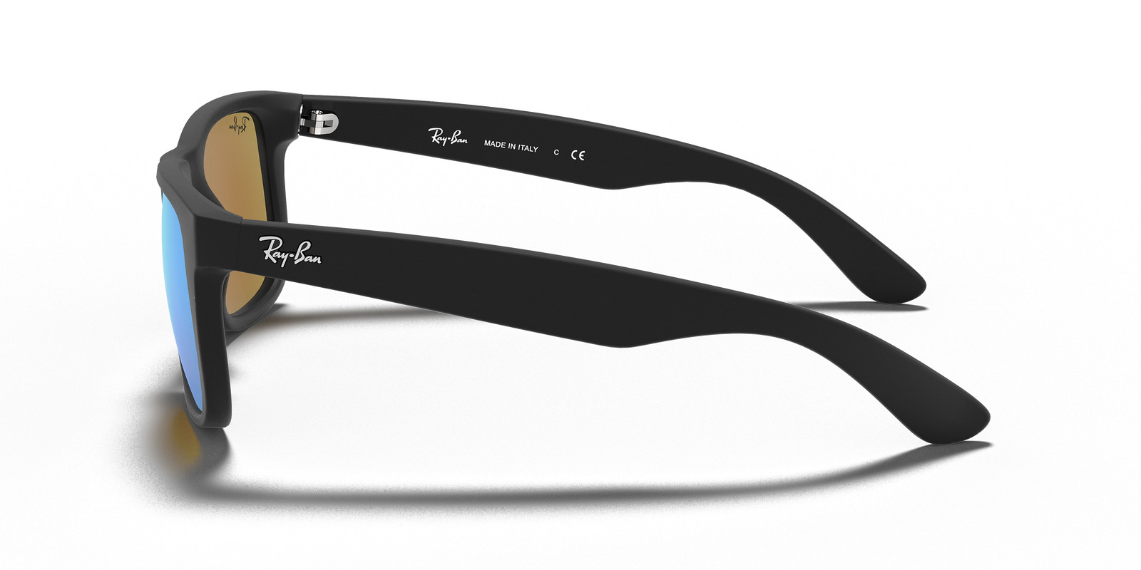 Ray-Ban Justin Color Mix Matte Rubber Black / Blue Mirror 54 mm Sunglasses