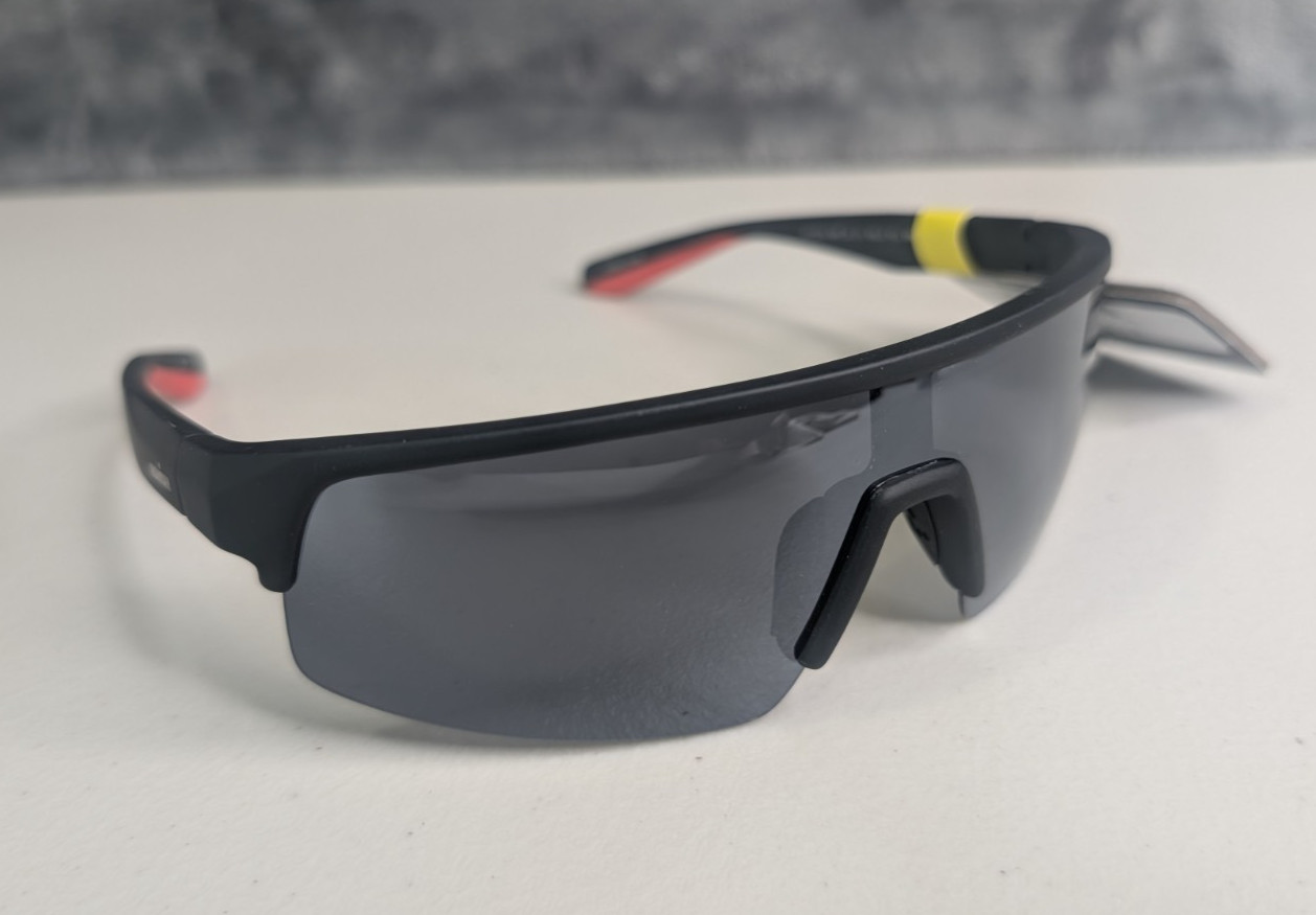 NWT Foster Grant IronMan Sunglasses Active Polarized Wrap Sport Black Red Shield