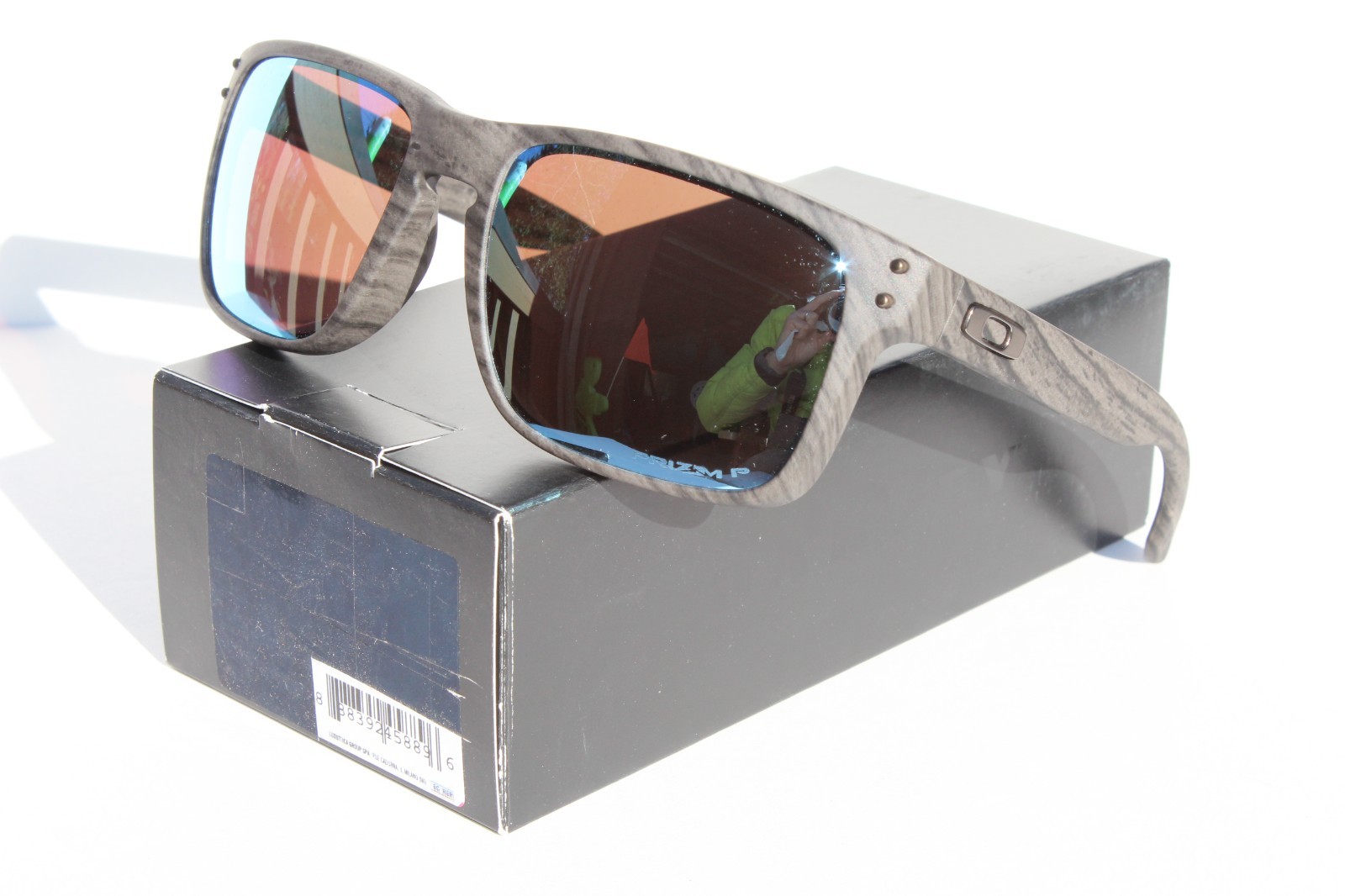 OAKLEY Holbrook POLARIZED Sunglasses Woodgrain/Prizm Deep Water OO9102-J9 NEW