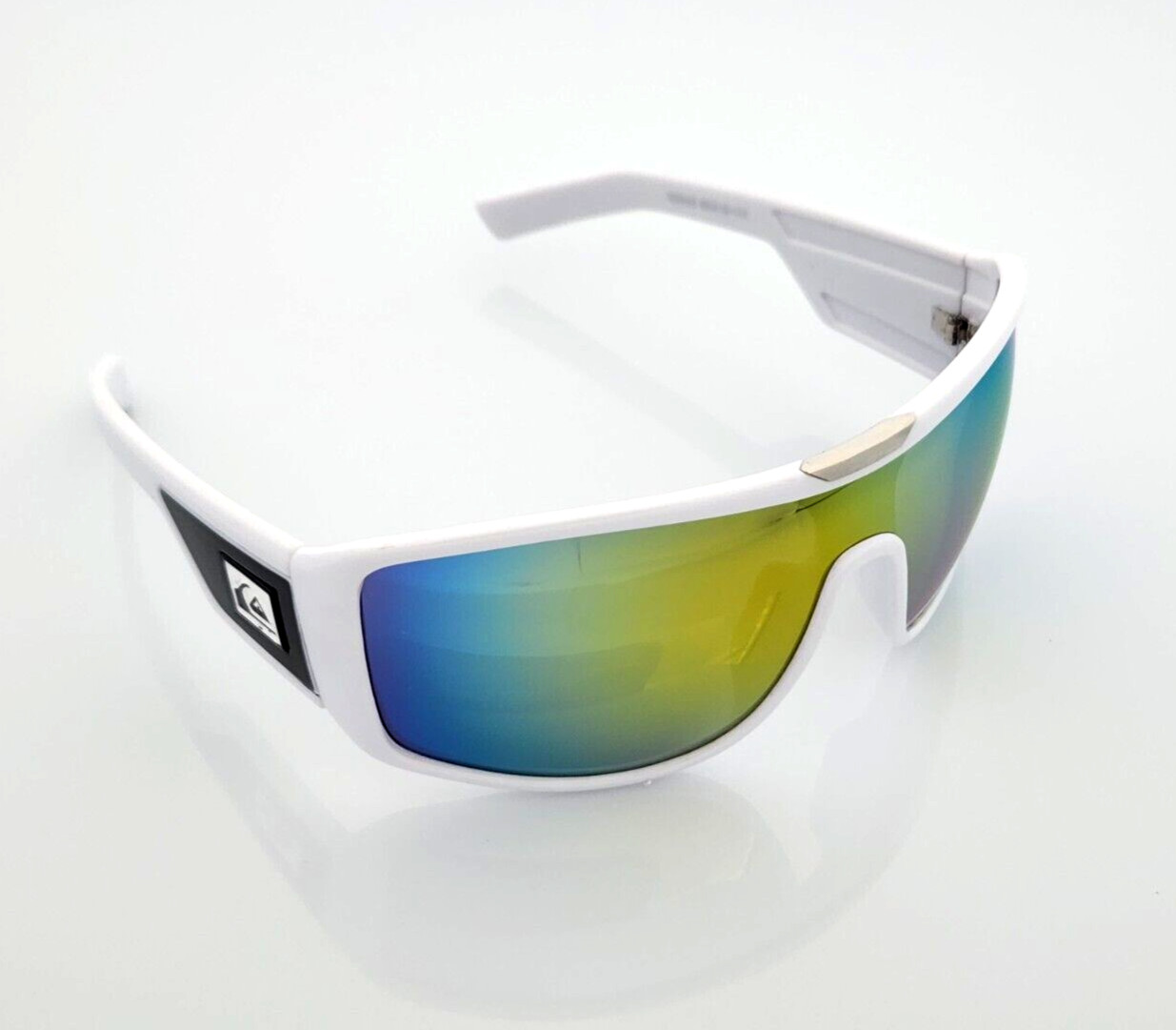 Quicksilver Sports Wrap Shield Sunglasses White Frame Orange Mirror Lens NEW