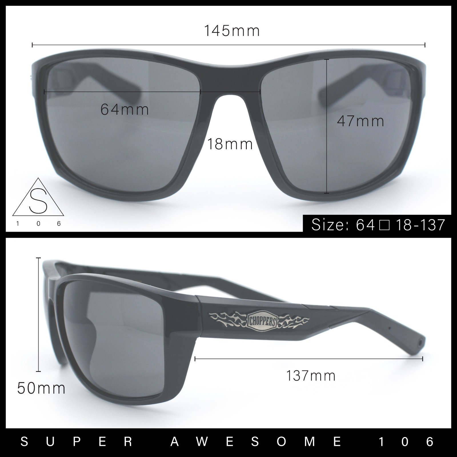 Choppers Wrap Sunglasses Men UV400 Lightweight Sport Fit Biker Wraparound Shades