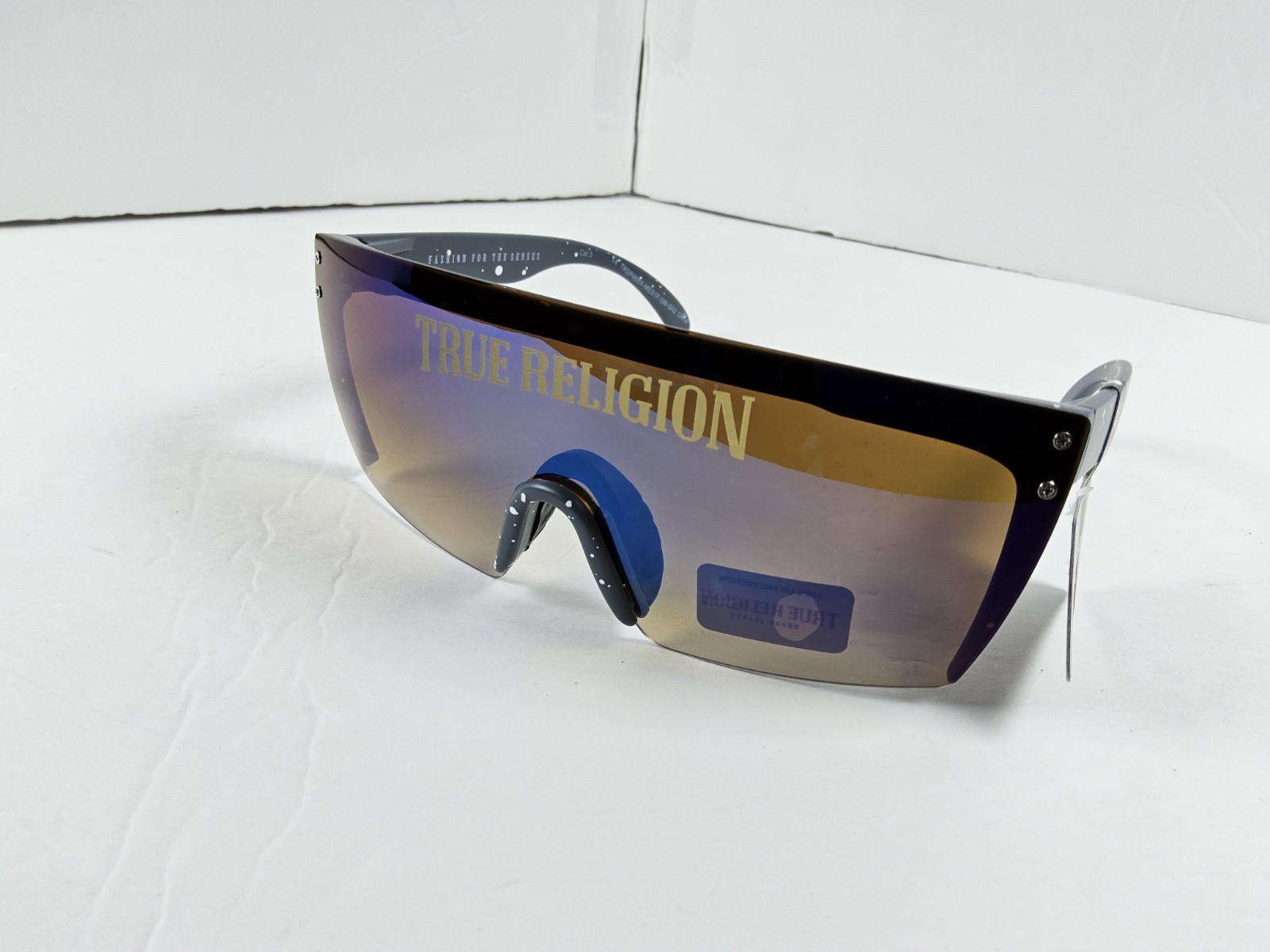 True Religion 100% UV Protection Logo Shield Speckle Reflective Sunglasses
