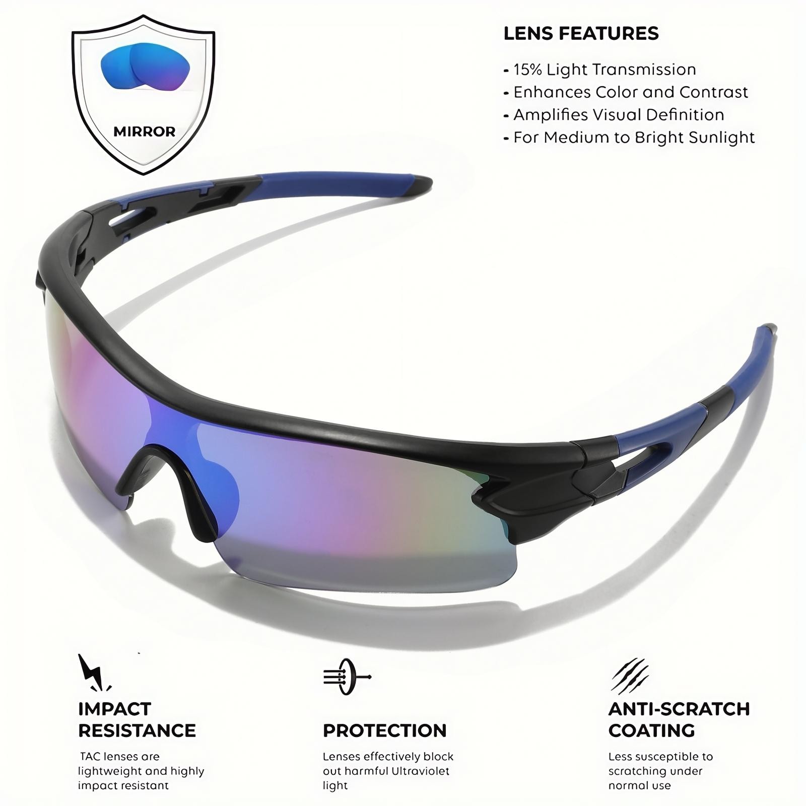 New UV400 Protective Sports Eyewear Lightweight Full-Cover Lens Unisex Wrap