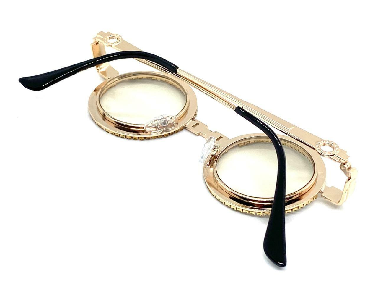 Classy Elegant Retro Hip Hop Rapper Clear Lens SUN GLASSES Round Rose Gold Frame