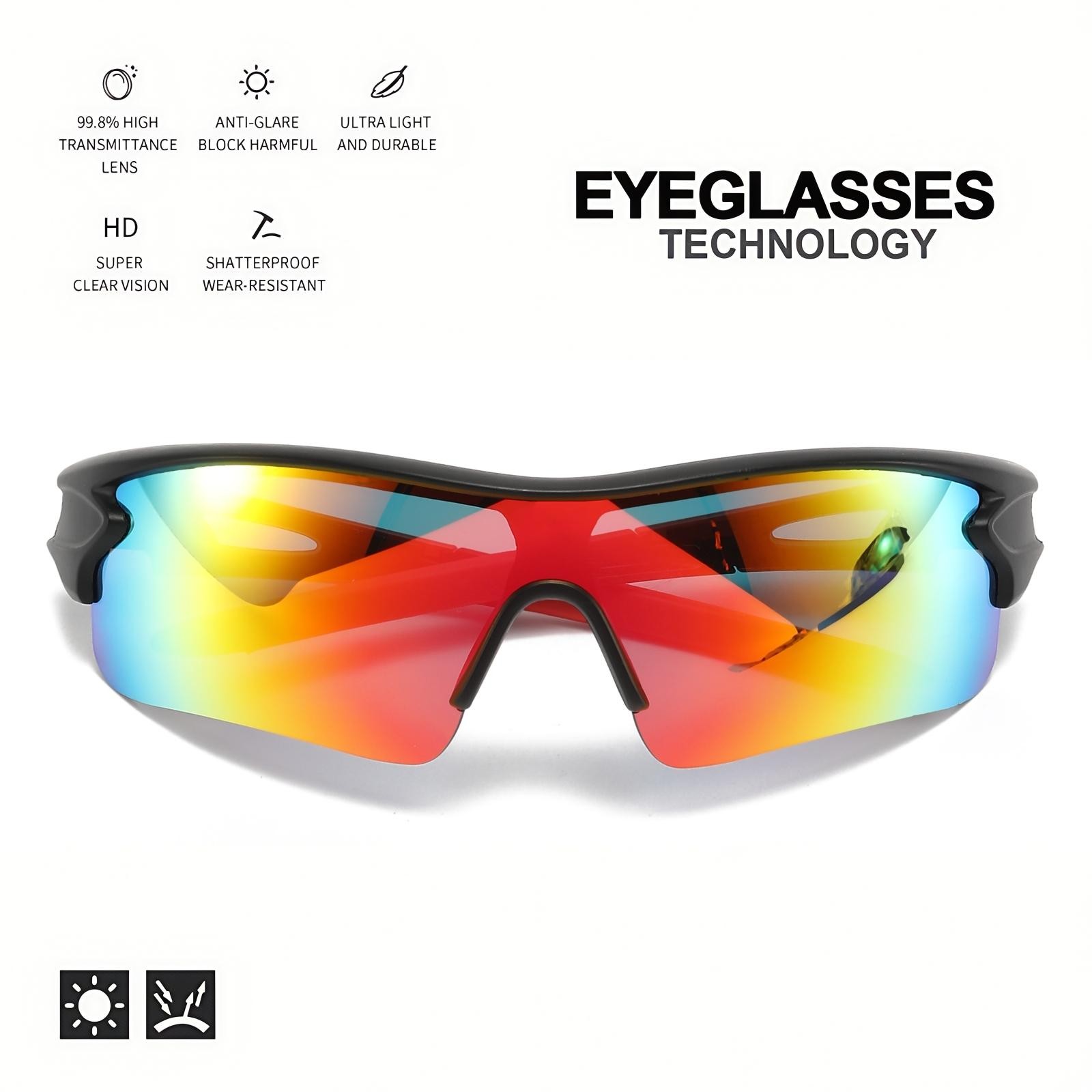 New UV400 Protective Sports Eyewear Lightweight Full-Cover Lens Unisex Wrap