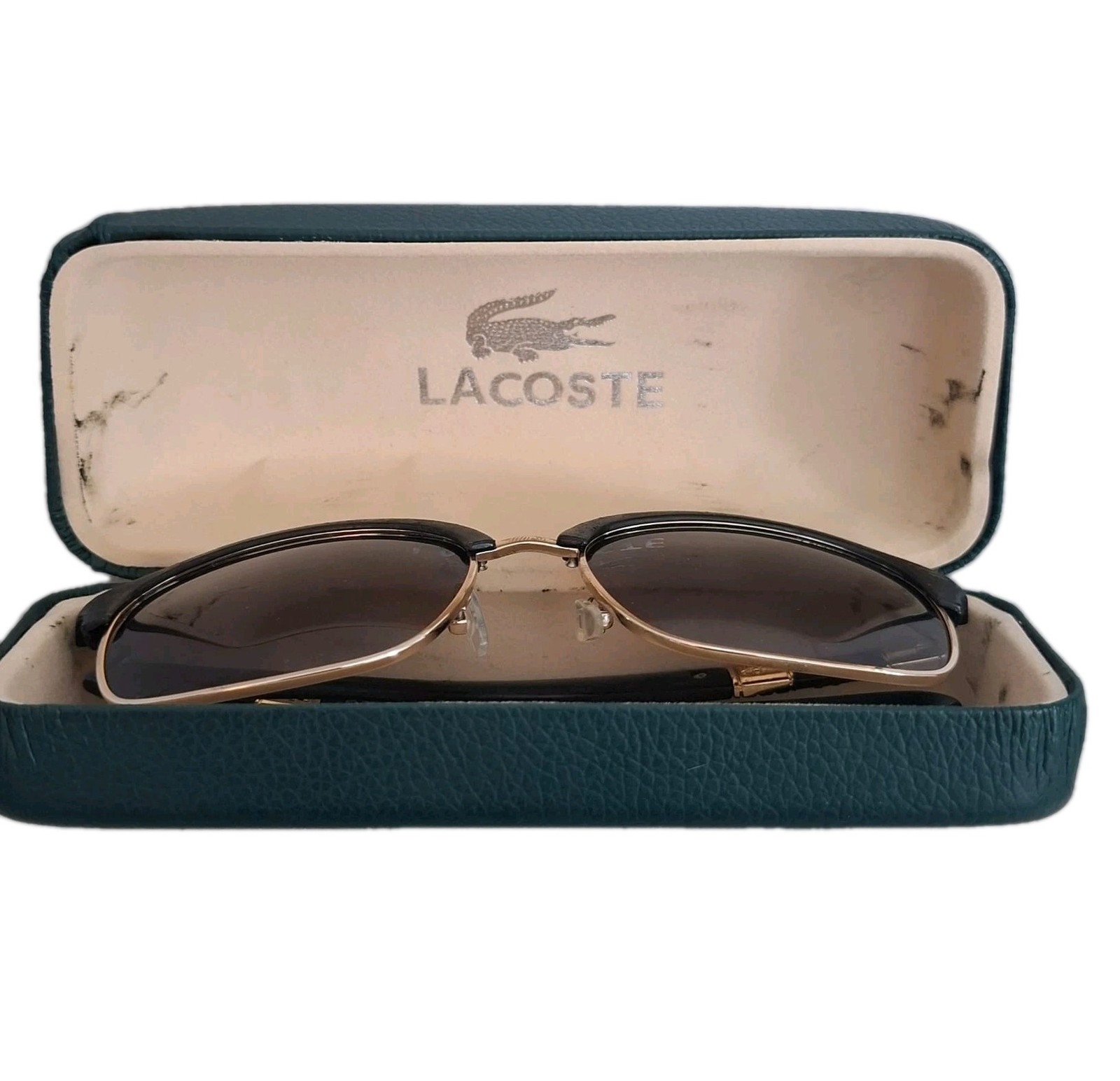 Lacoste Sunglasses Black Gold Frame With Case Repair Needed Authentic