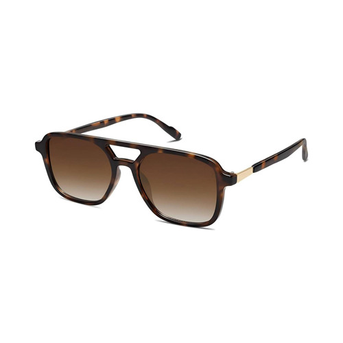 Retro Aviator Sunglasses for Women Men,Trendy Rectangle Womens Mens Shades Brown