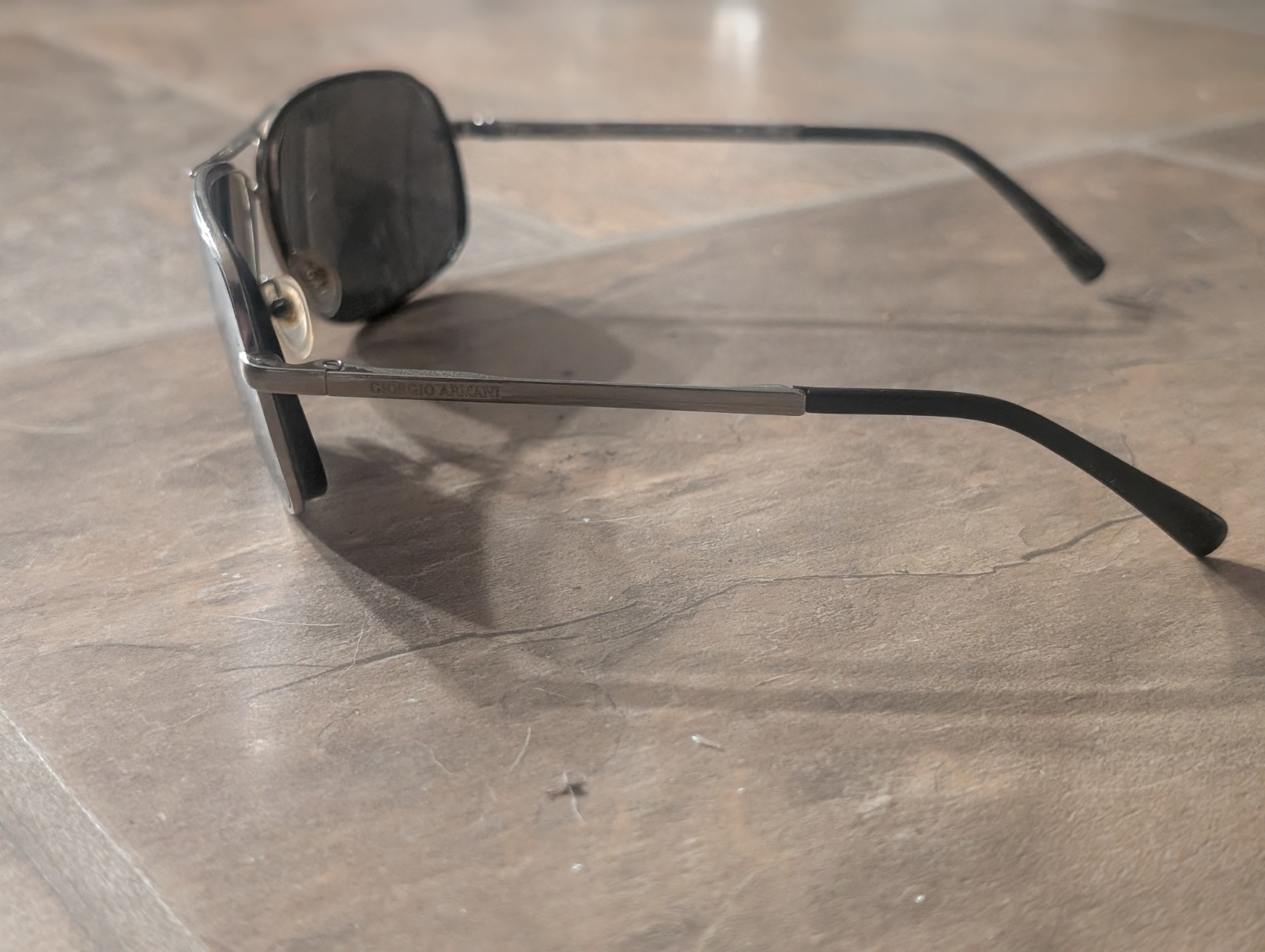 Giorgio Armani GA 362/S Men’s Rectangular Sunglasses Silver Metal