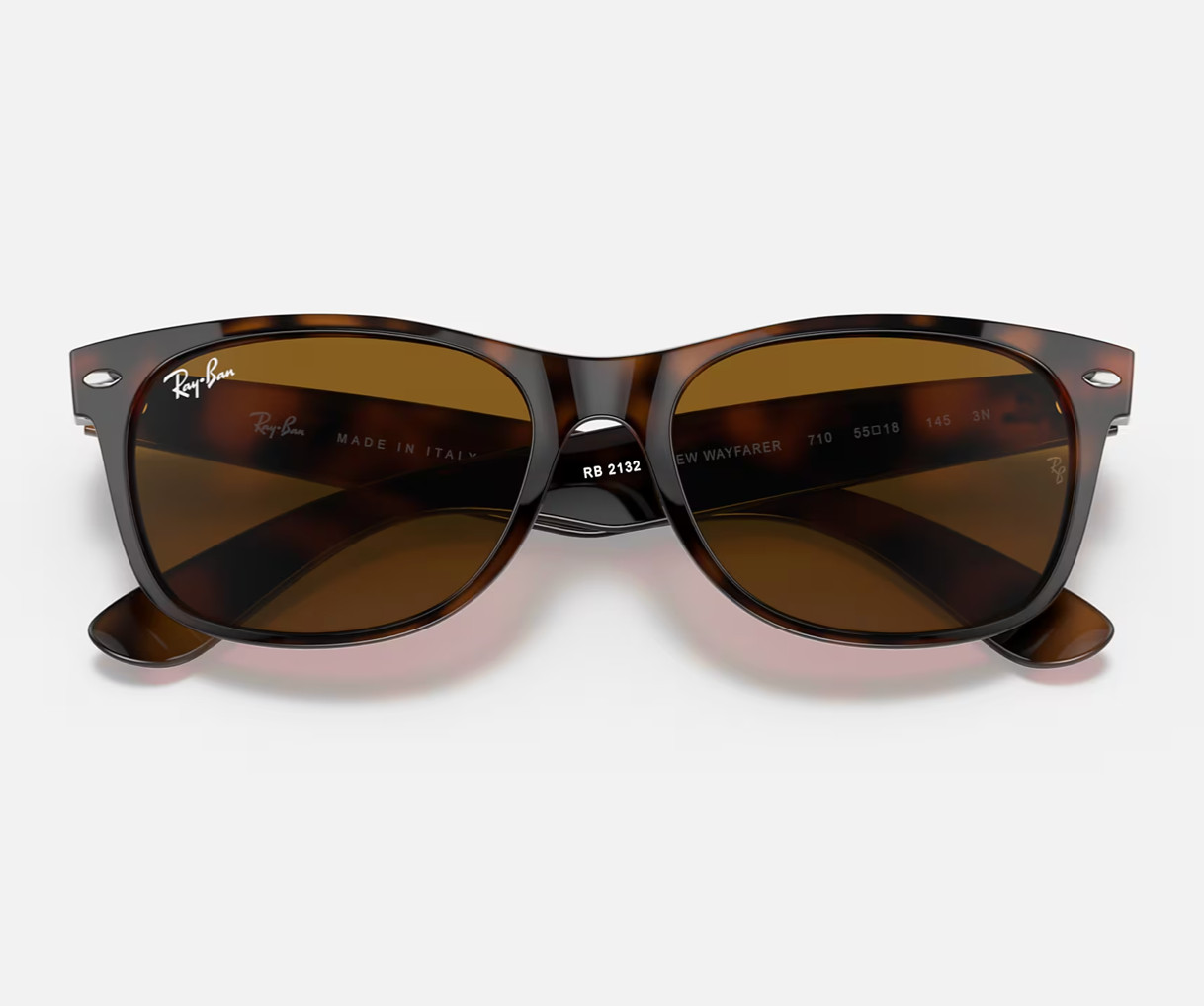 Ray-Ban RB2132 710 55mm New Wayfarer Light Havana B-15 Brown