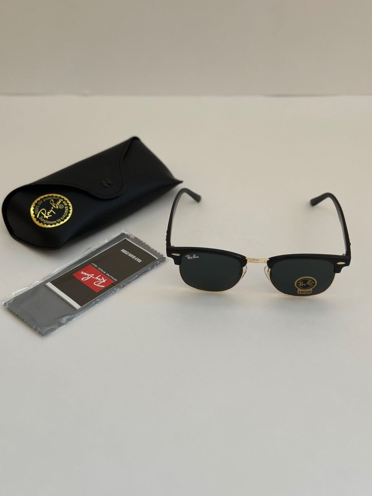 Ray-Ban Clubmaster Men’s Sunglasses (Black & Gold)
