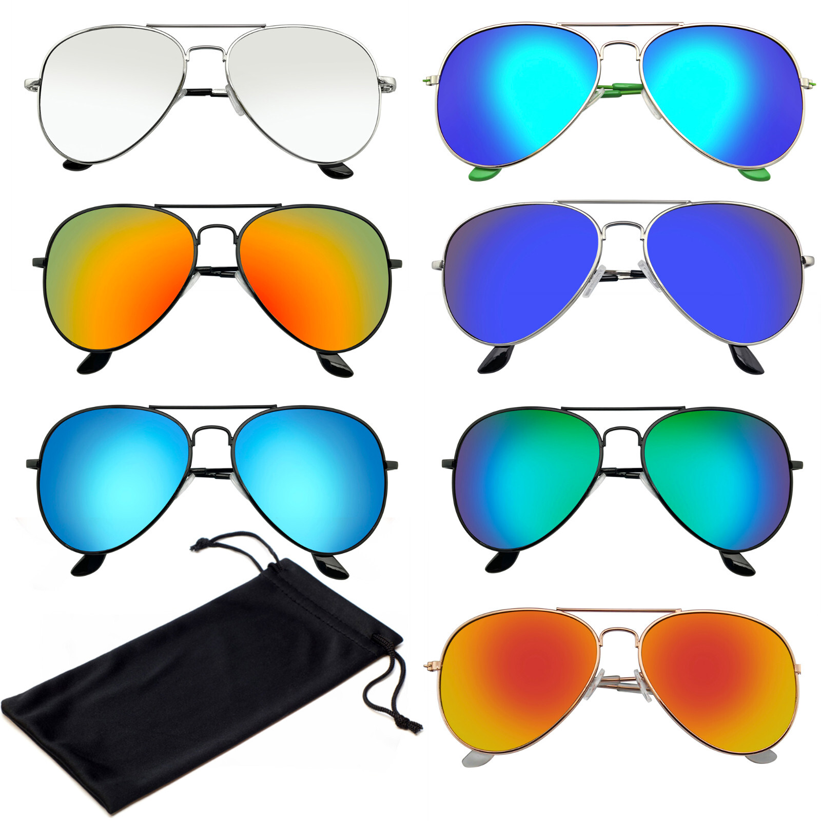 SUNGLASSES Retro Vintage Mens Womens Mirrored UV400 New Lens Frame Color