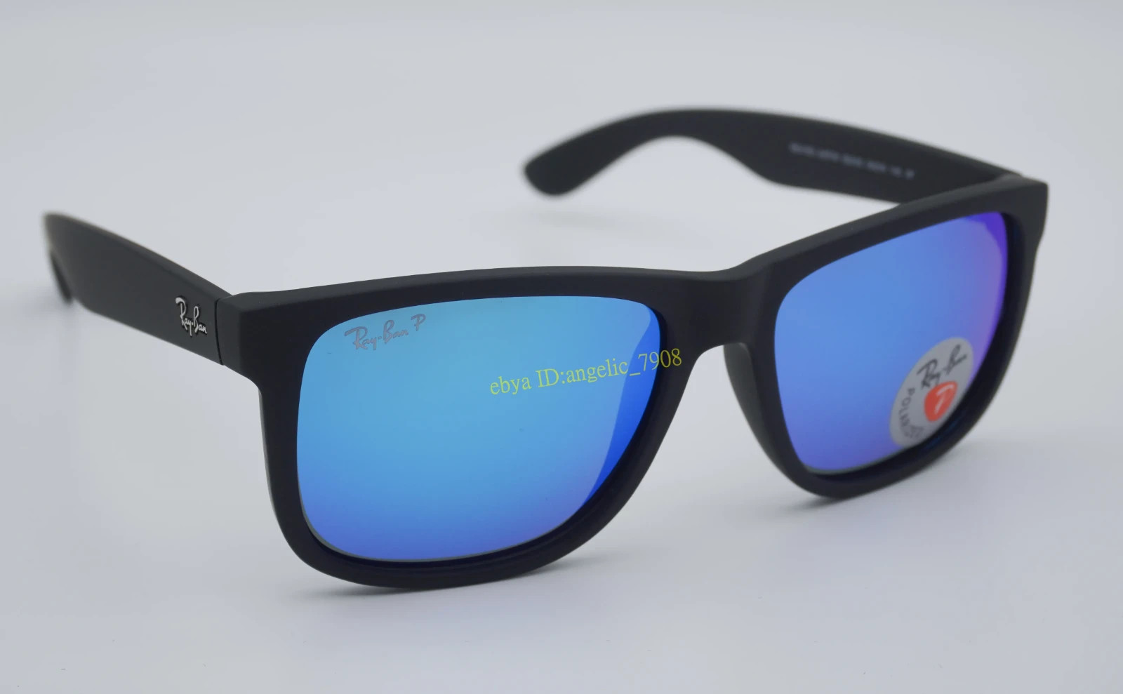 Ray-Ban Justin RB4165 Sunglasses Polarized Blue Lens Matte Black Frame Men 54mm