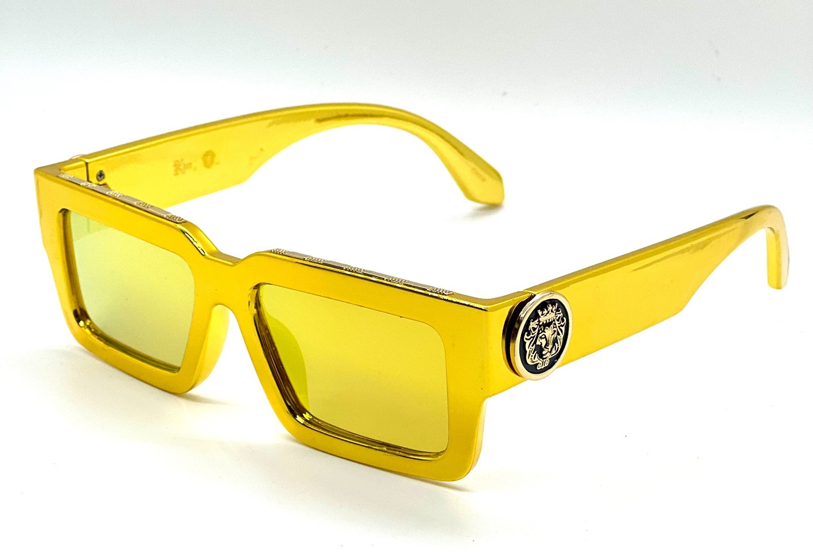 METALLIC OVERSIZED THICK BOLD SQUARE SUNGLASSES RETRO DESIGNER FASHION CLASSIC