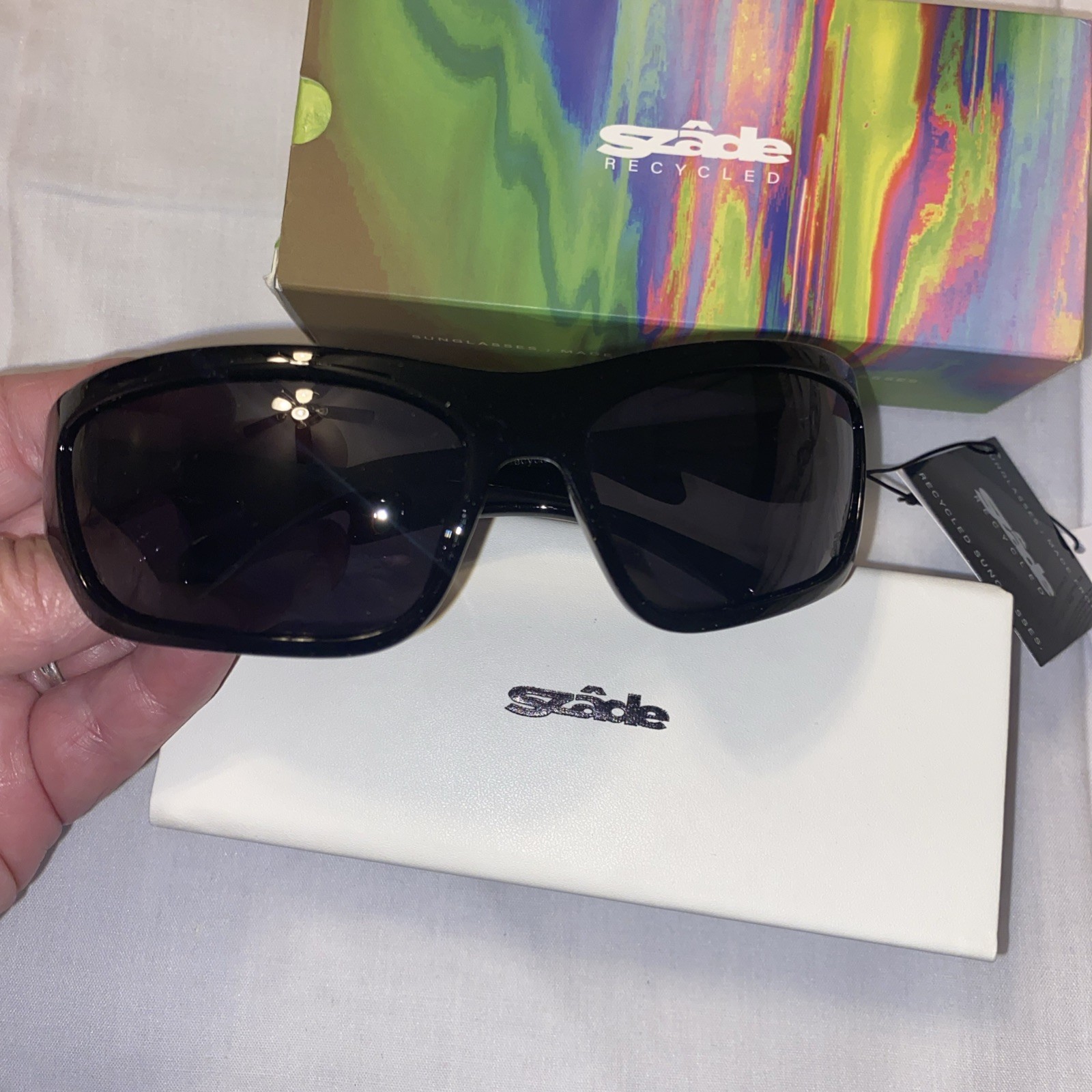 Szade Half Jacket Sport Motorcycle Sunglasses Black Lightweight Wrap Unisex NEW