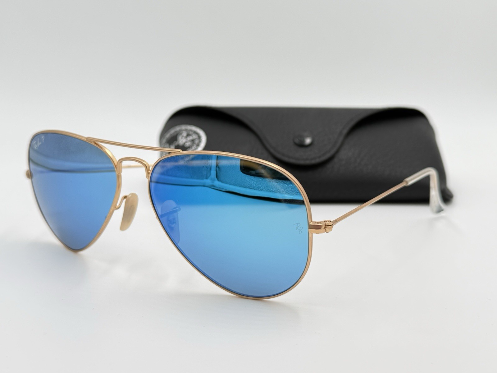 Ray Ban Aviator RB3025 112/4L Blue Flash POLARIZED/ Gold AUTHENTIC ITALY 58mm