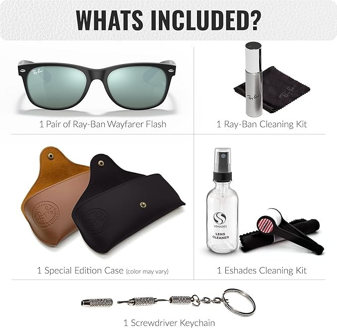 Ray-Ban RB2132 Wayfarer Flash square Sunglasses w/ eyewear kit
