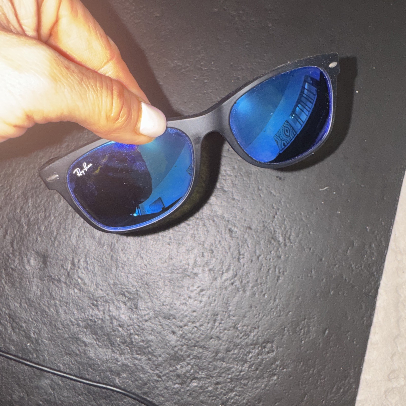 Original Ray-Ban Wayfarer Rb2132 Blue Mirror Flash 622/17 Sunglasses Justin