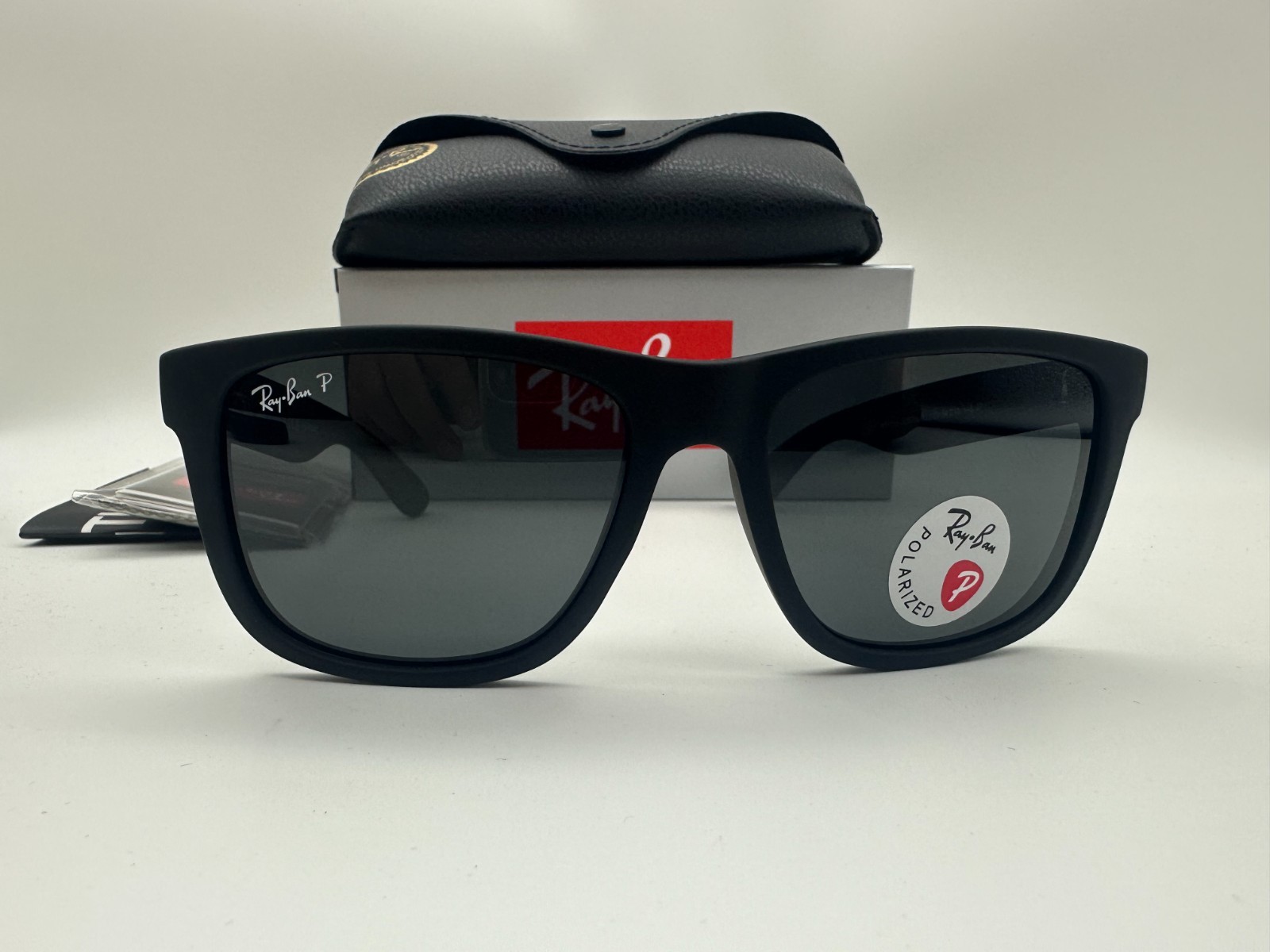 Ray-Ban Justin RB4165 622/2V Polarized Sunglasses Matte Black Blue Lens 54mm New