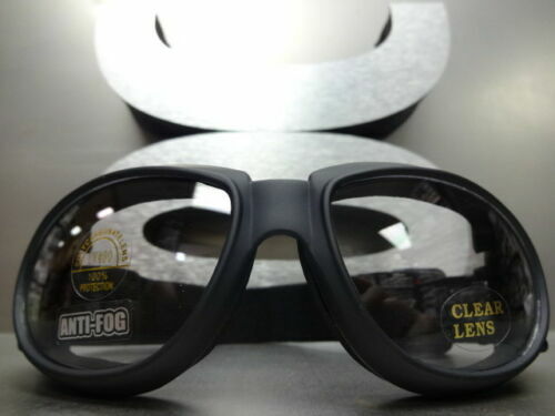 MOTORCYCLE BIKER Day or Night RIDING PADDED GLASSES GOGGLES Clear ANTI FOG LENS