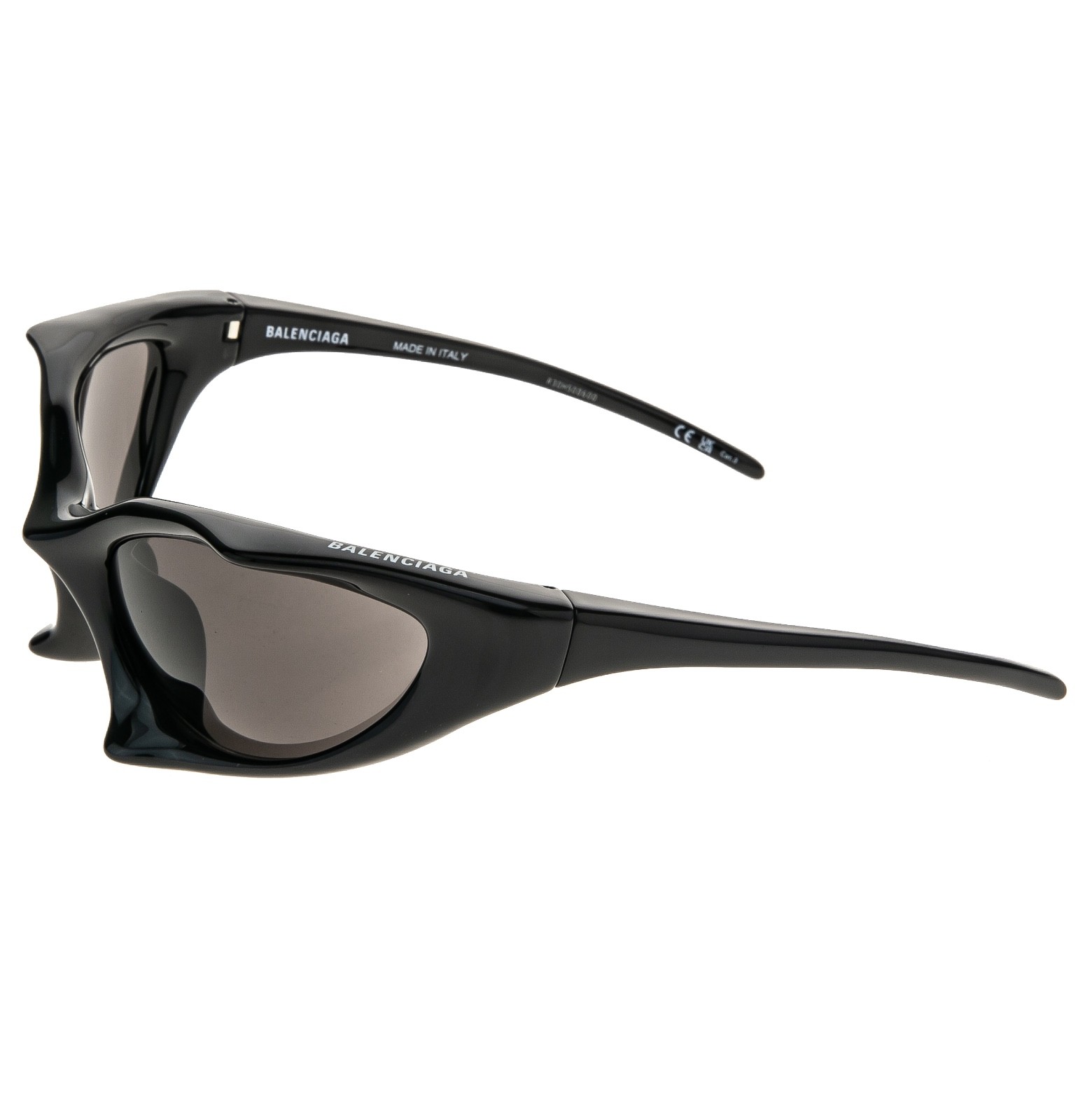 BALENCIAGA BB0352S RUNNER CAT 0352 Black Logo Angular Mask Unisex Sunglasses 001