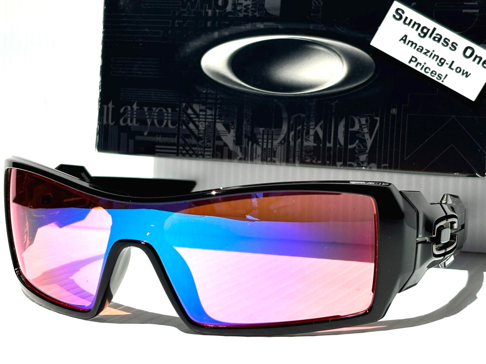 NEW Oakley OIL RIG Polished Black POLARIZED Galaxy HD Pink Lens Sunglass 9081