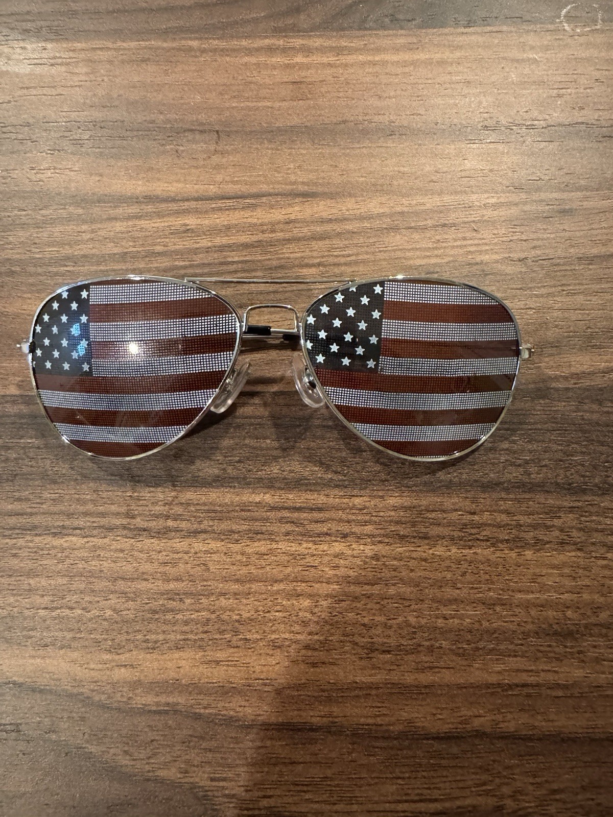 USA Glasses American Flag Aviator Sunglasses silver patriotic United States
