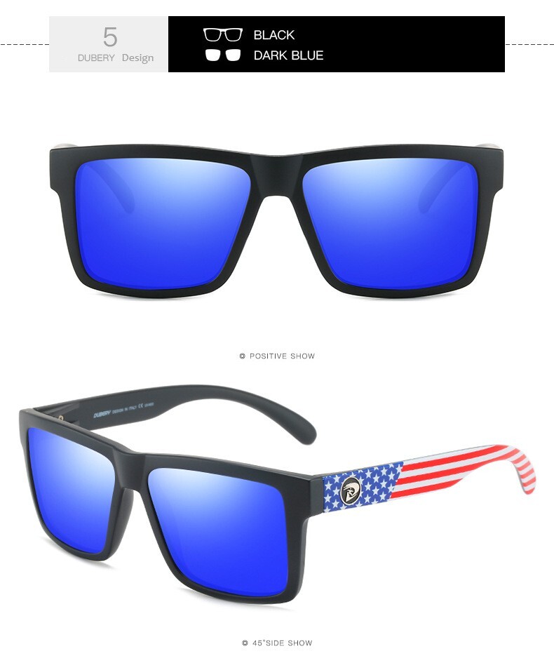 DUBERY Polarized Sunglasses Men Women Driving Sports Glasses Mirror Square UV400