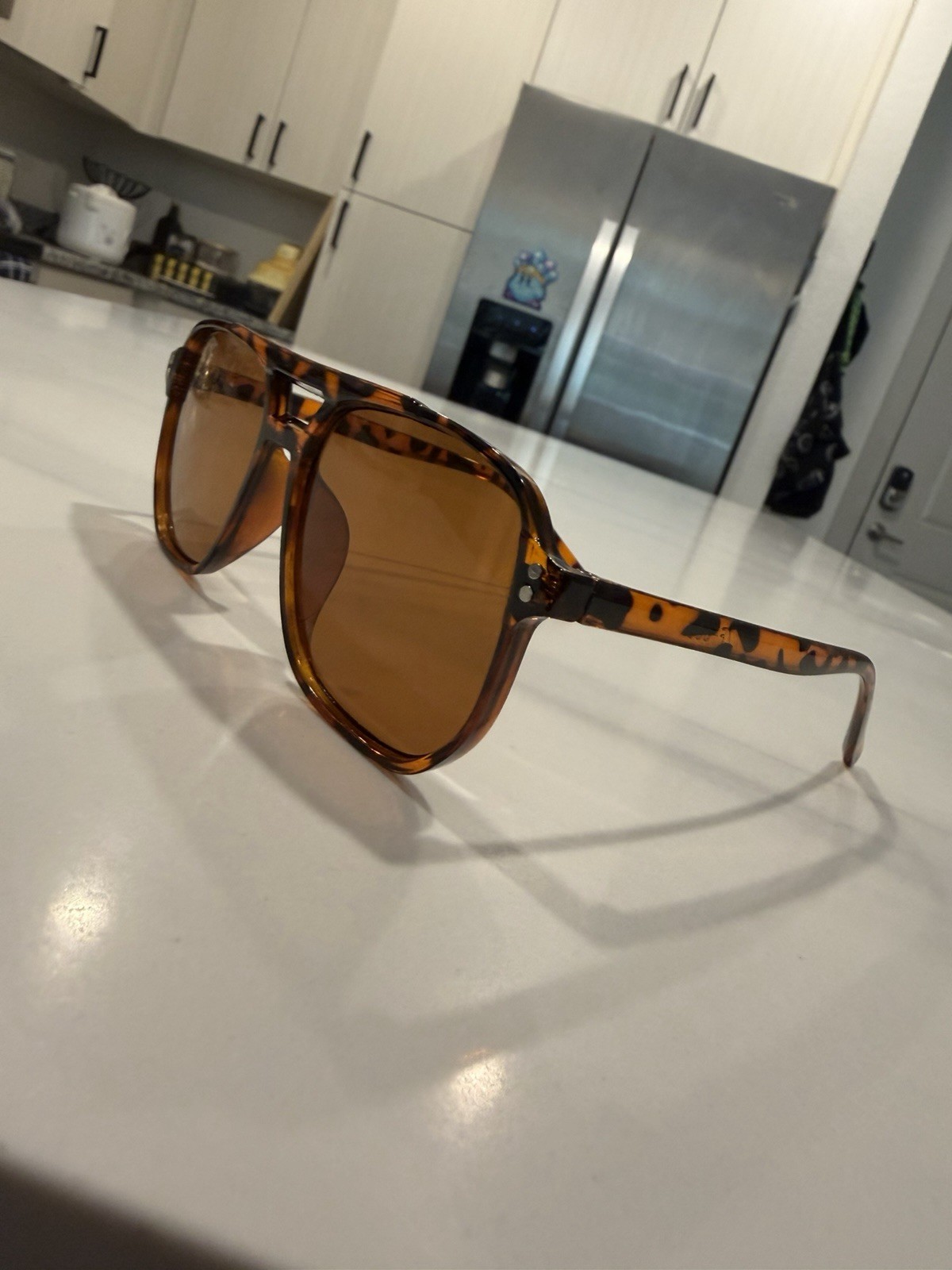 Tortoise Shell Aviator Sunglasses Brown Plastic Frame & Brown Tinted Lenses