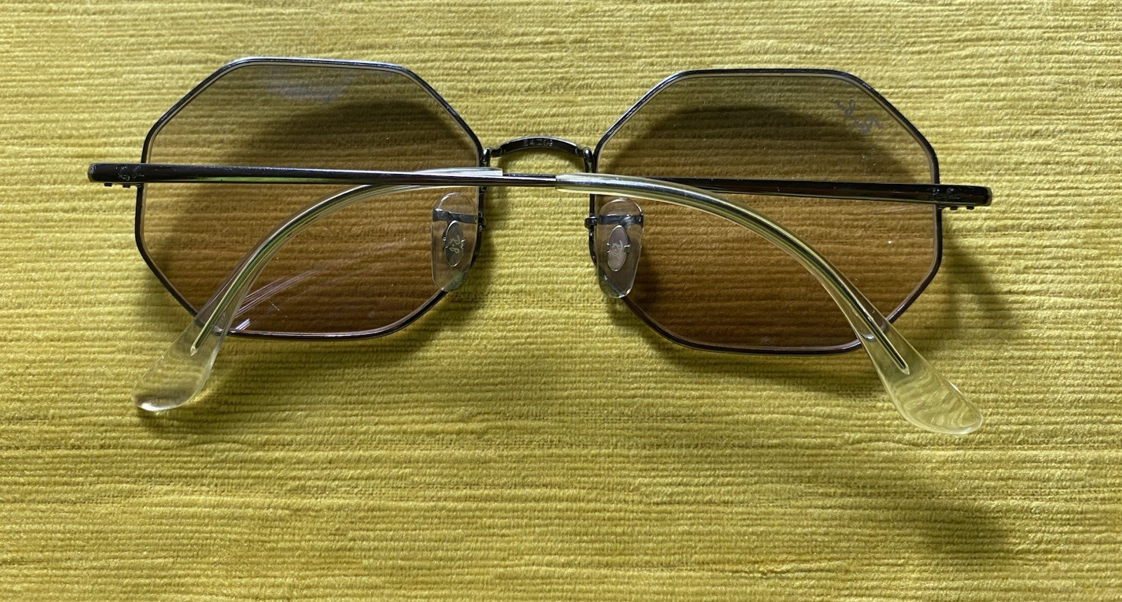 Ray-Ban RB1972 Octagon Geometric Sunglasses Black Metal Brown Gradient 145mm