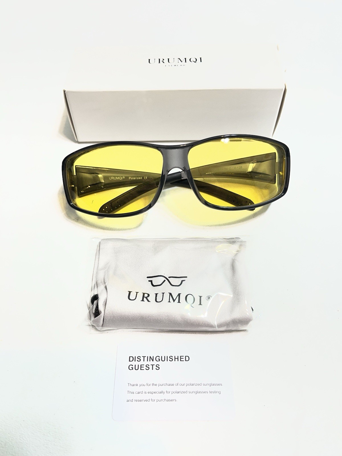 Fit Over Night Driving Wrap Night Vision Yellow Tint Sunglasses Wear Over