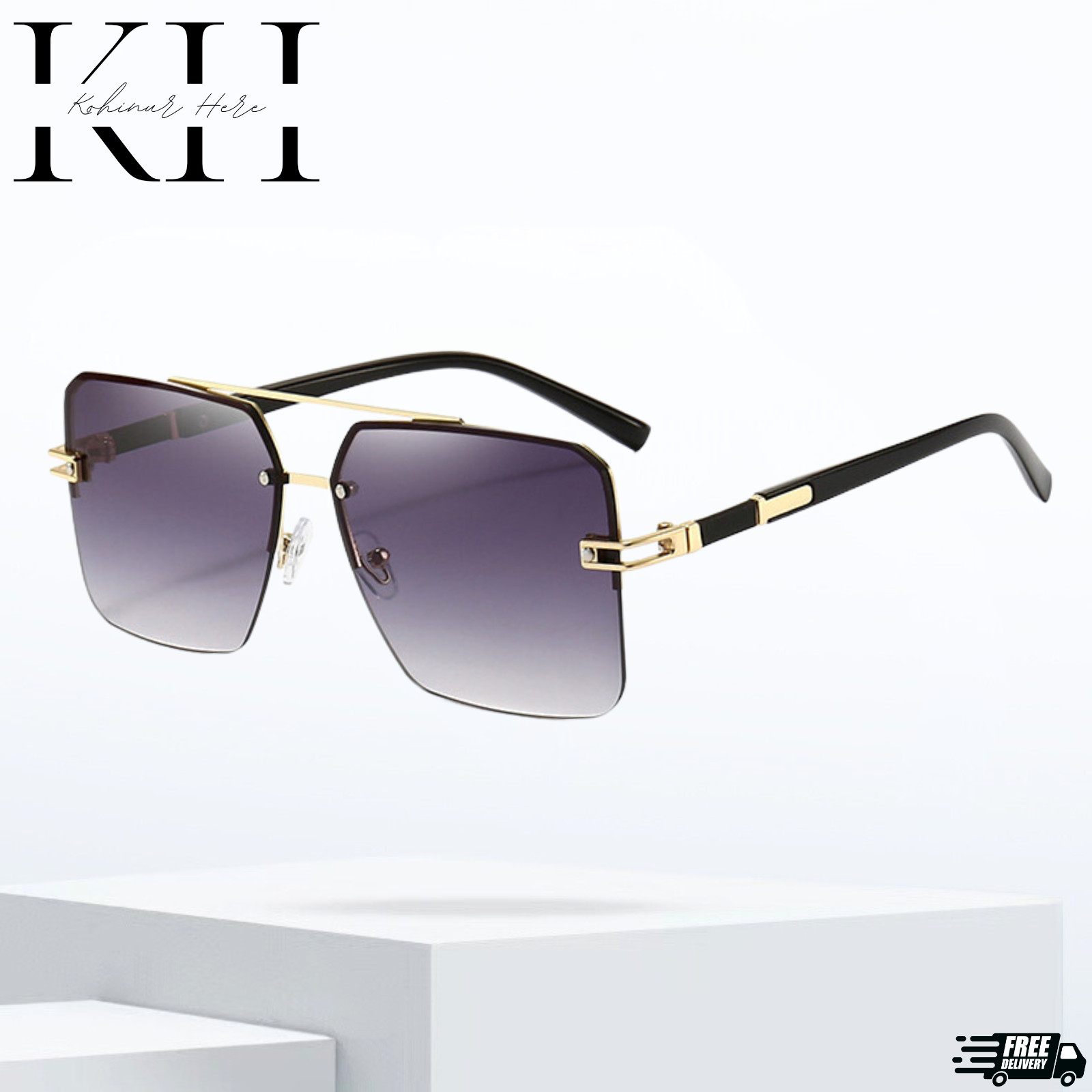 Men’s Sunglasses Designer Square Classic Gold Frame Shades Metal Fashion Hip Hop