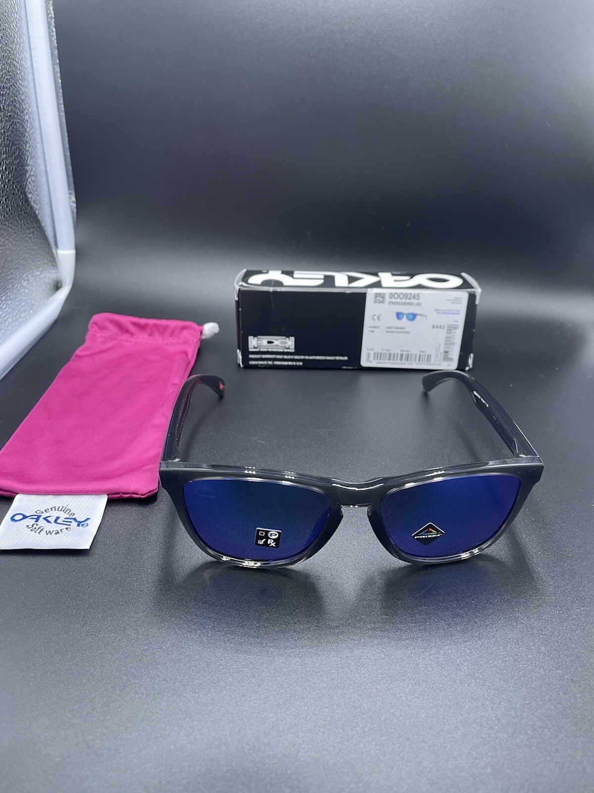 Oakley Frogskin Grey Smoke w/ Prizm Sapphire Lenses Olympic Team China new