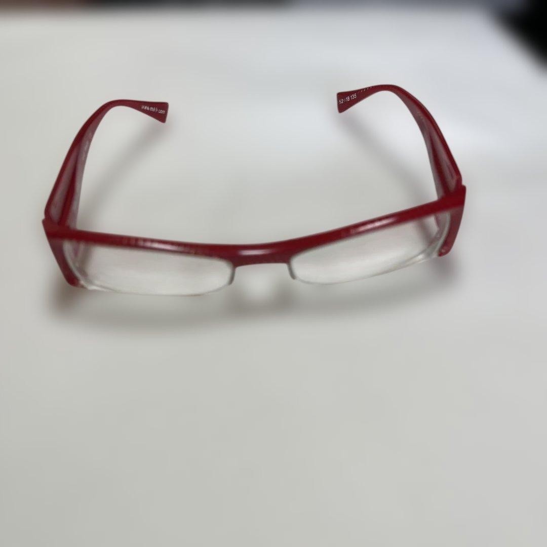 Aran Mikuri Red Plastic Frame PC Glasses Clear Lens Used