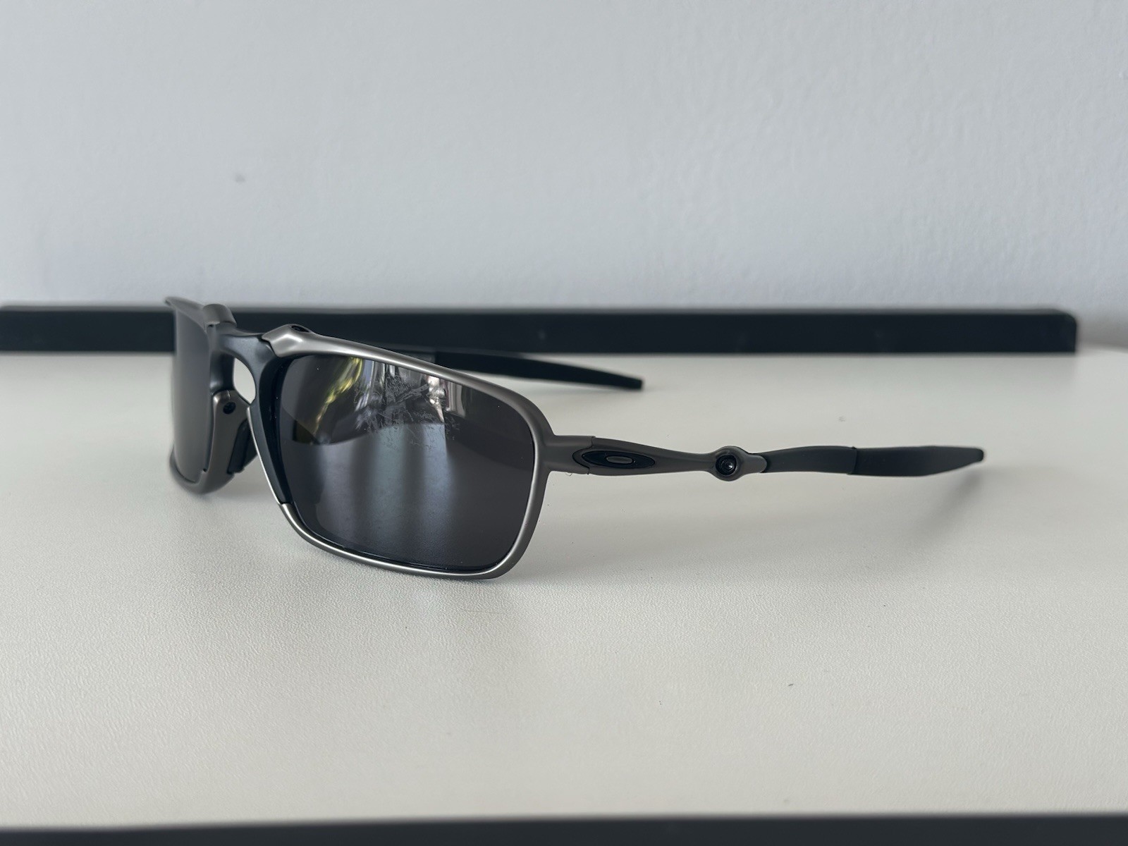 Oakley Badman Sunglasses Metal Frame Black Lens Polarized Made In USA