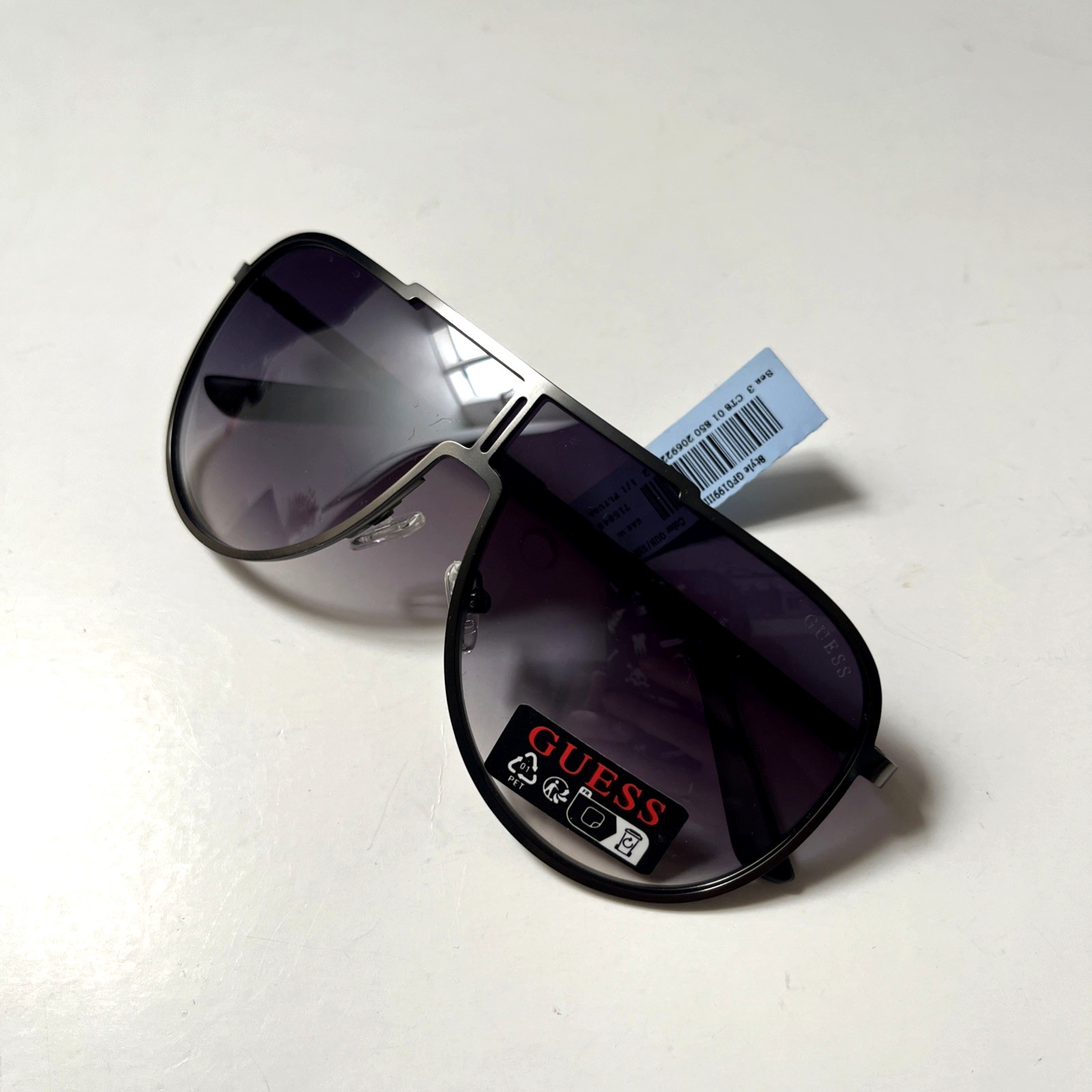 New GUESS Aviator Wrap Sunglasses GF0199 Acetate Gunmetal Matte Metal