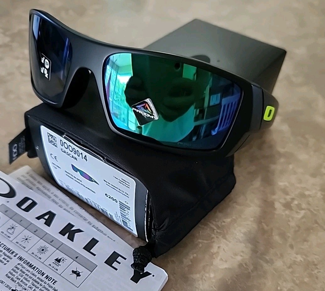 🔥 OAKLEY Gascan POLARIZED Sunglasses Hi Res Matte Black/Prizm Jade Green OO9014