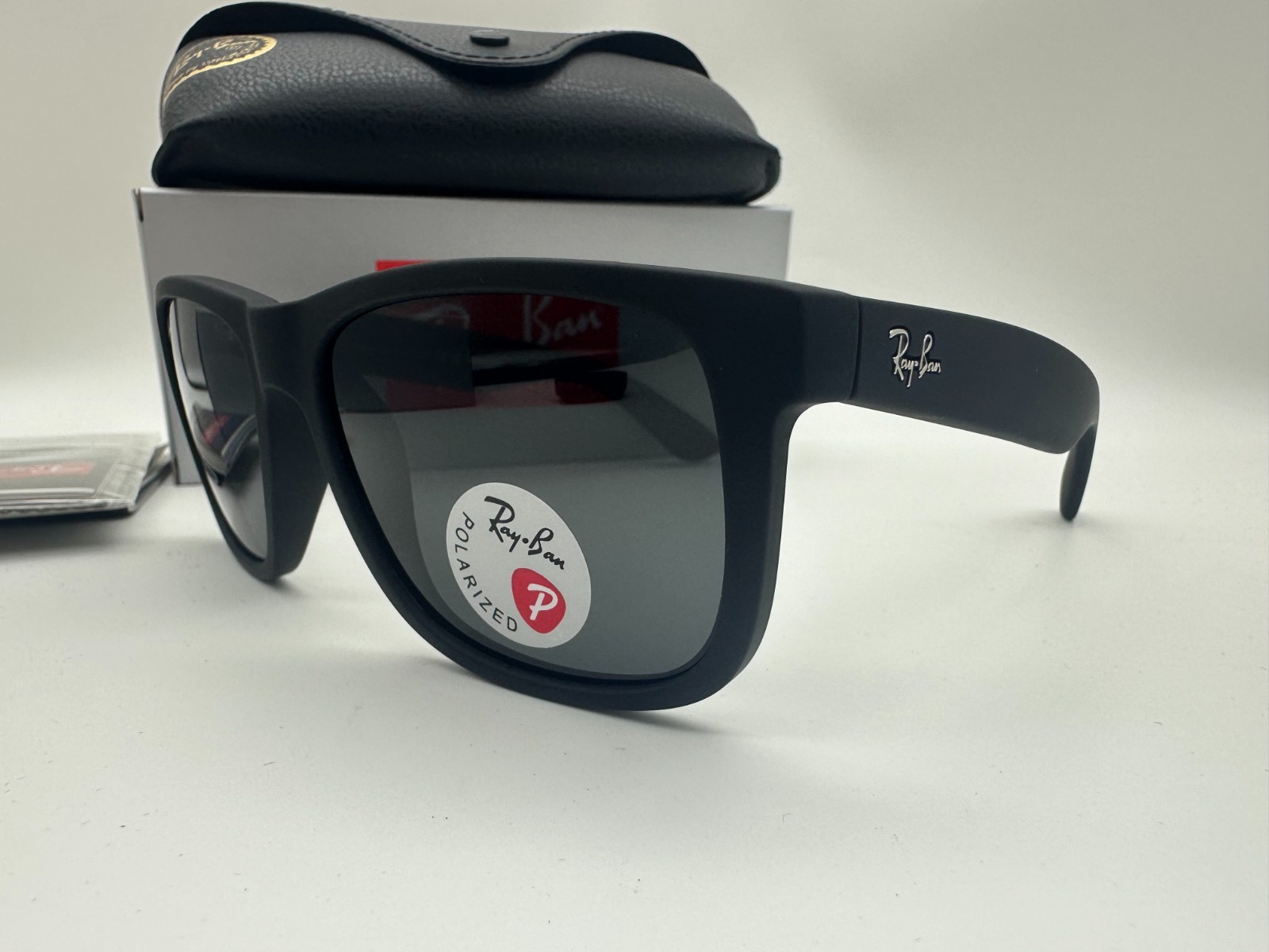 Ray-Ban Justin RB4165 622/2V Polarized Sunglasses Matte Black Blue Lens 54mm New