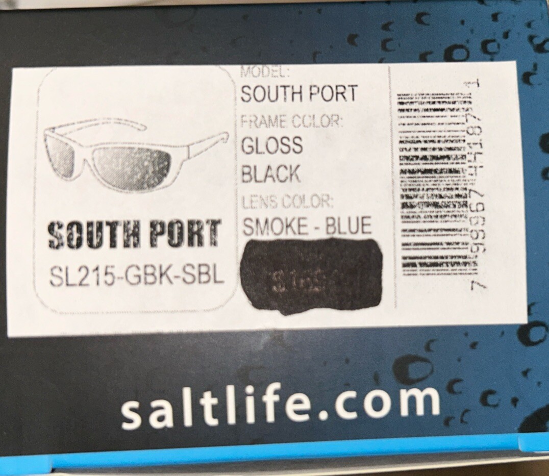 New Salt Life South Port Gloss Black Saltlife Smoke Blue Lens Salty $189 NWT