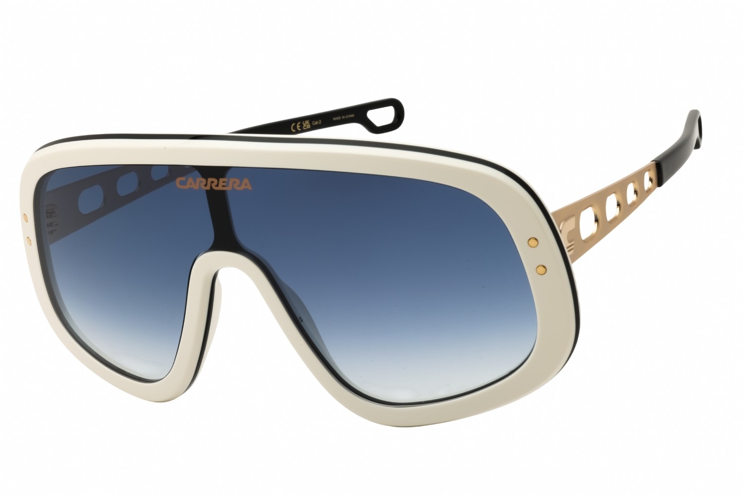 CARRERA FLAGLAB 17 0B4E 08 Sunglasses White Gold Frame Blue Lenses 99mm